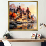 Indian Art Ganges at Dawn 1 - People Canvas Wall Art