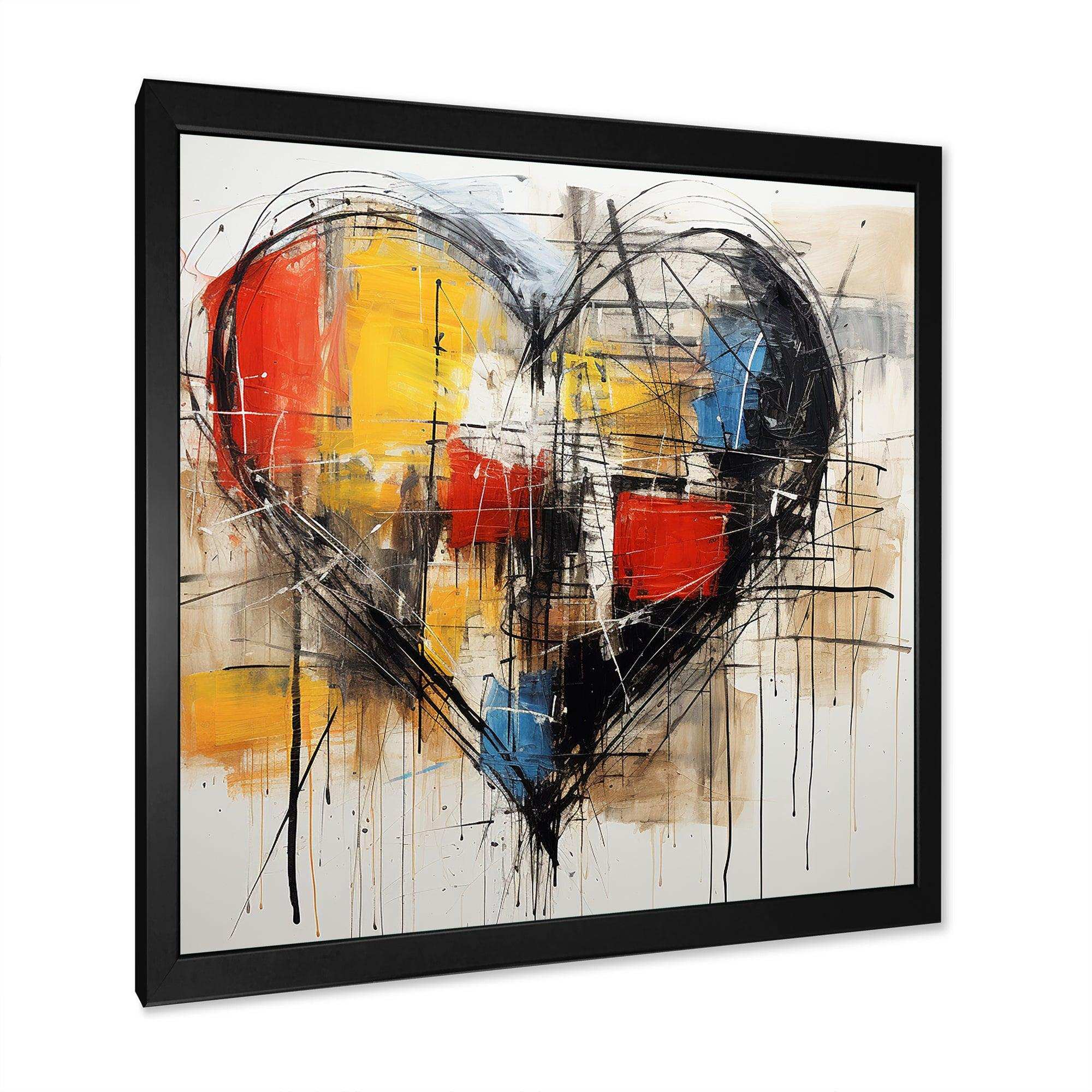 Pop Art heart abstract collages - Abstract Canvas Wall Art
