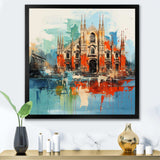 Milan cityscape in orange blue - Cityscapes Canvas Wall Art