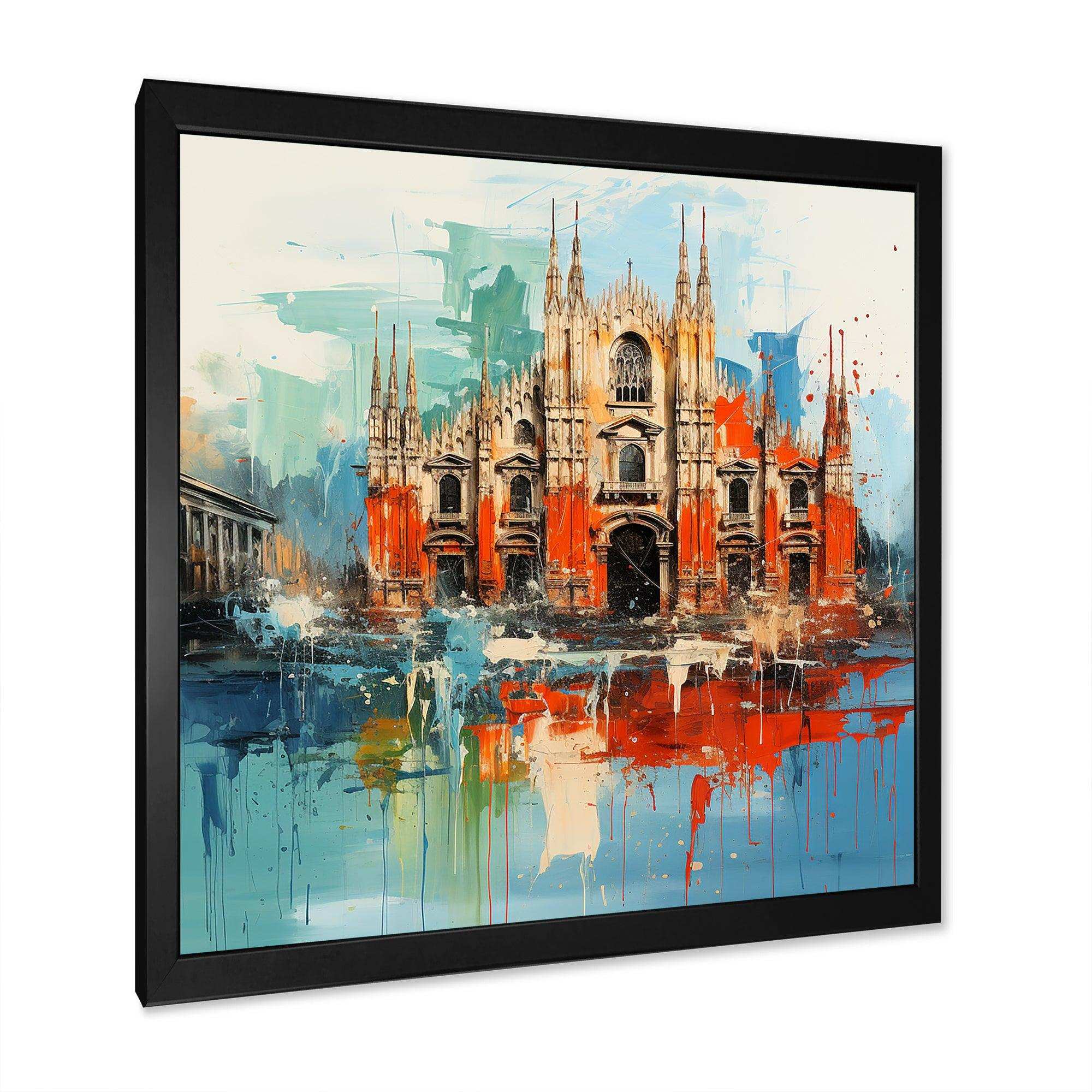 Milan cityscape in orange blue - Cityscapes Canvas Wall Art