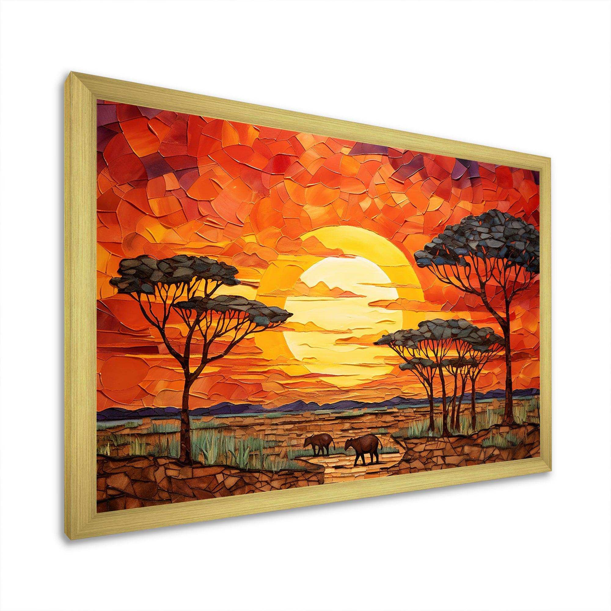 Savannah Sunset in African Safari Hues 2 - Geometric Canvas Wall Art