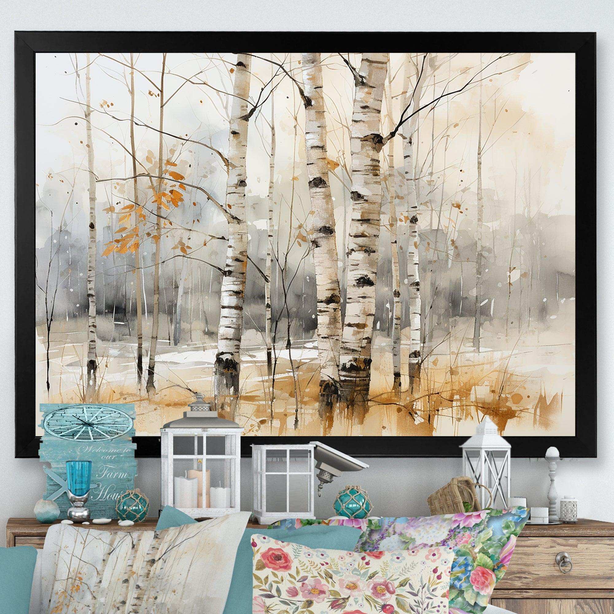 Winter birch wood forest I - Floral Canvas Wall Art