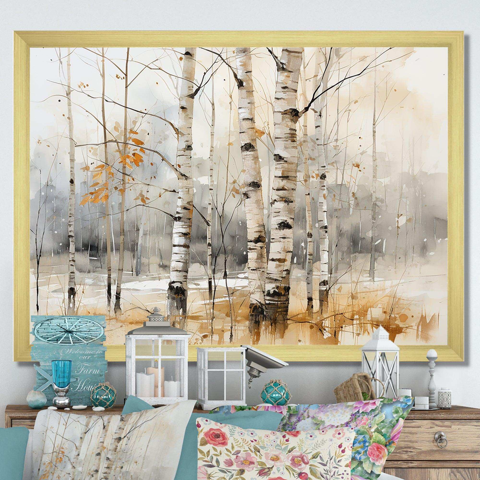 Winter birch wood forest I - Floral Canvas Wall Art