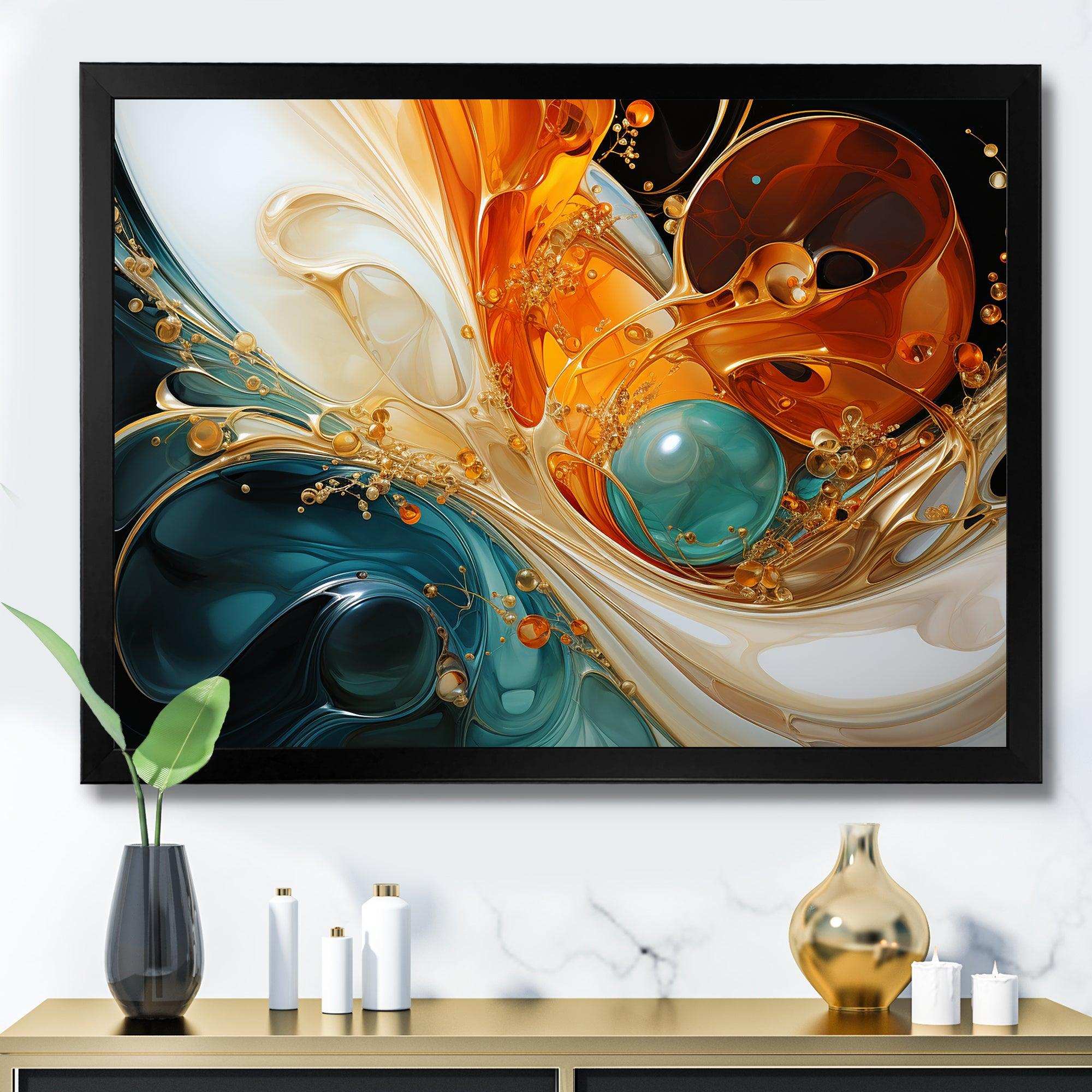 Orange and emerald marble lava I - Abstract Canvas Wall Art