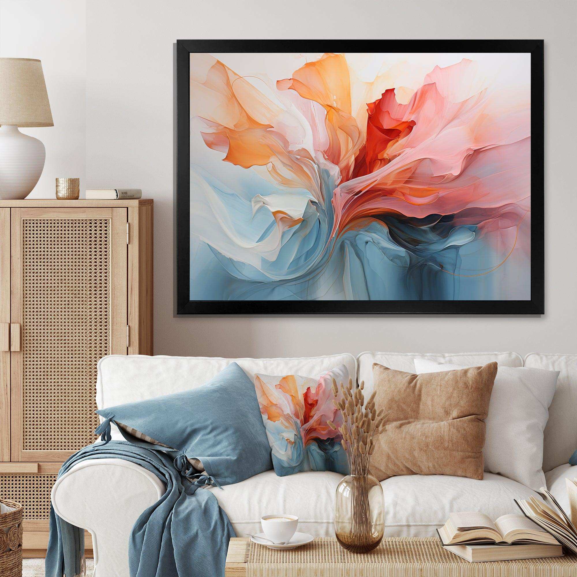 Pink and blue soothing swirls II - Abstract Canvas Wall Art