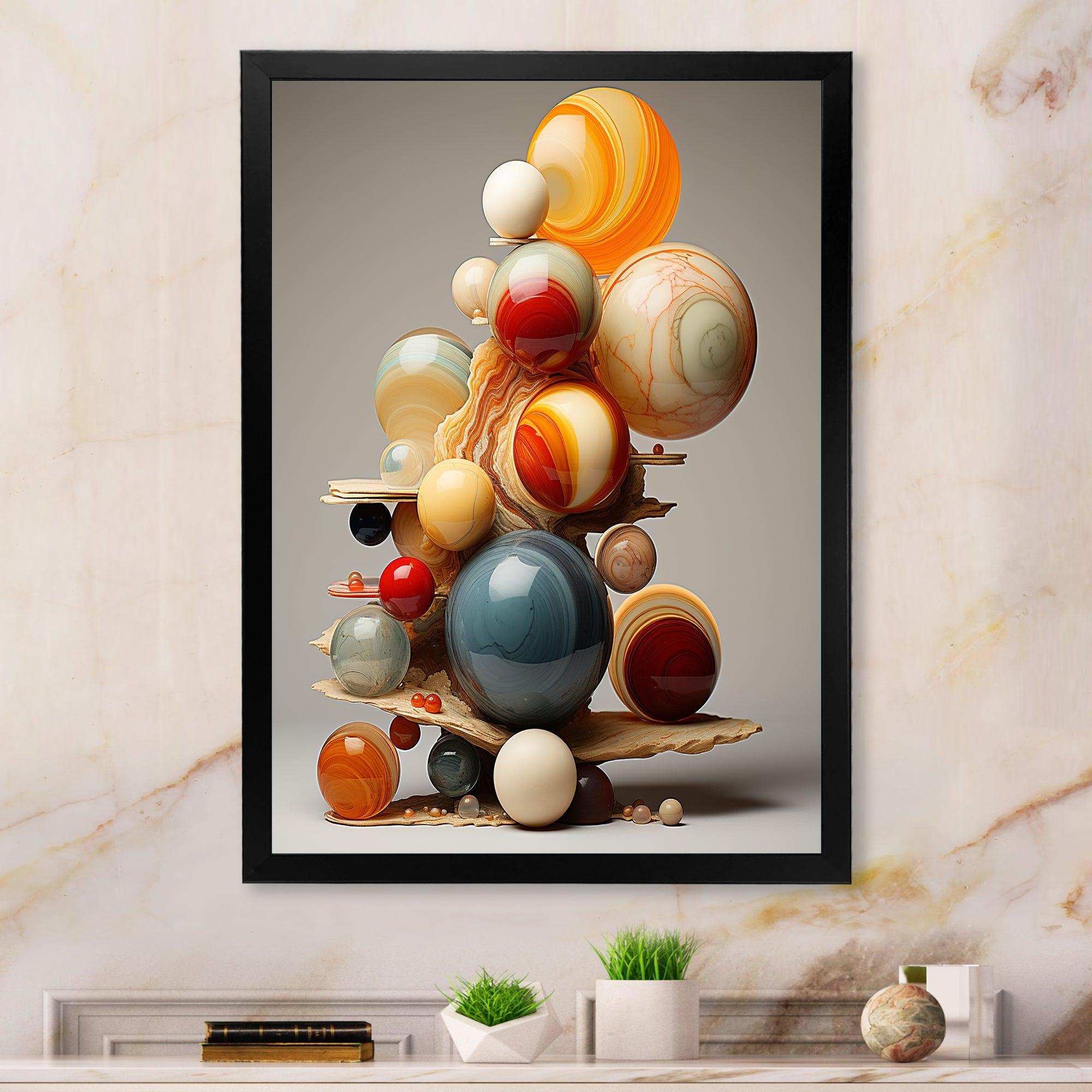 Abstract geometric marbles pyramid II - Abstract Canvas Wall Art