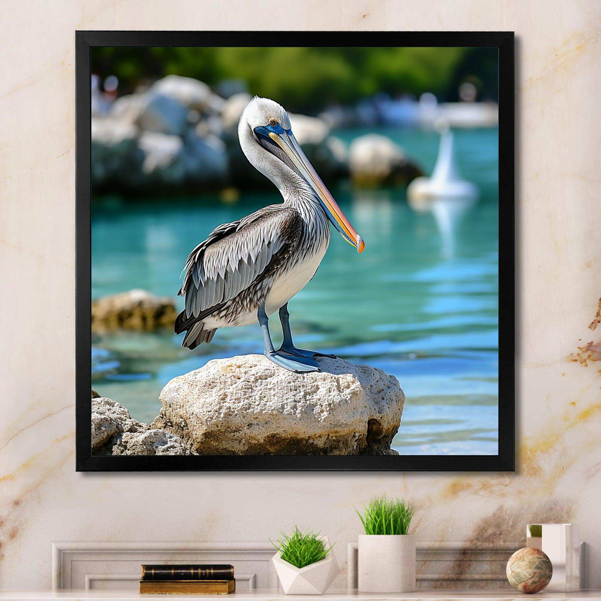 Coastal sentinelPelican photo - Animals Canvas Wall Art