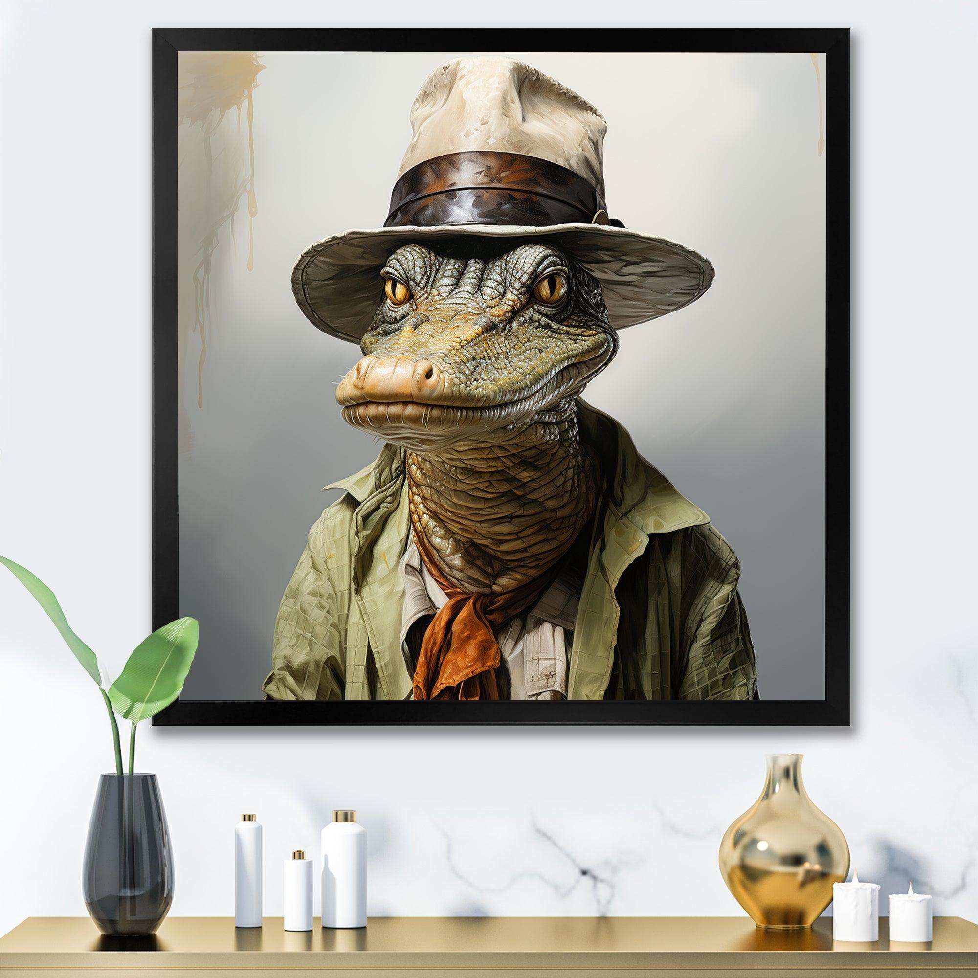 Countryside alligator in suit  I - Crocodile Canvas Wall Art