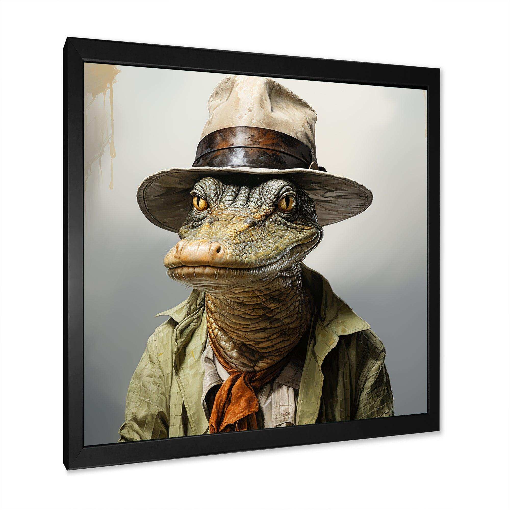 Countryside alligator in suit  I - Crocodile Canvas Wall Art