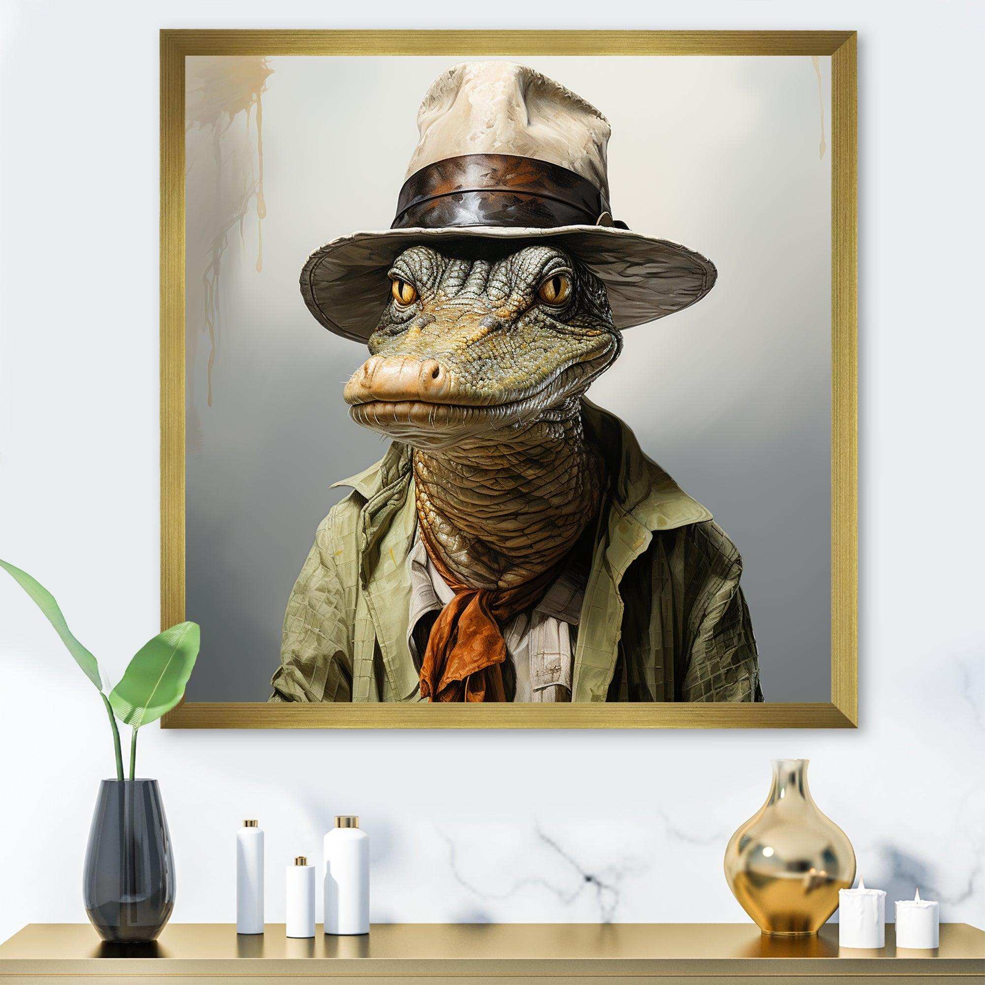 Countryside alligator in suit  I - Crocodile Canvas Wall Art