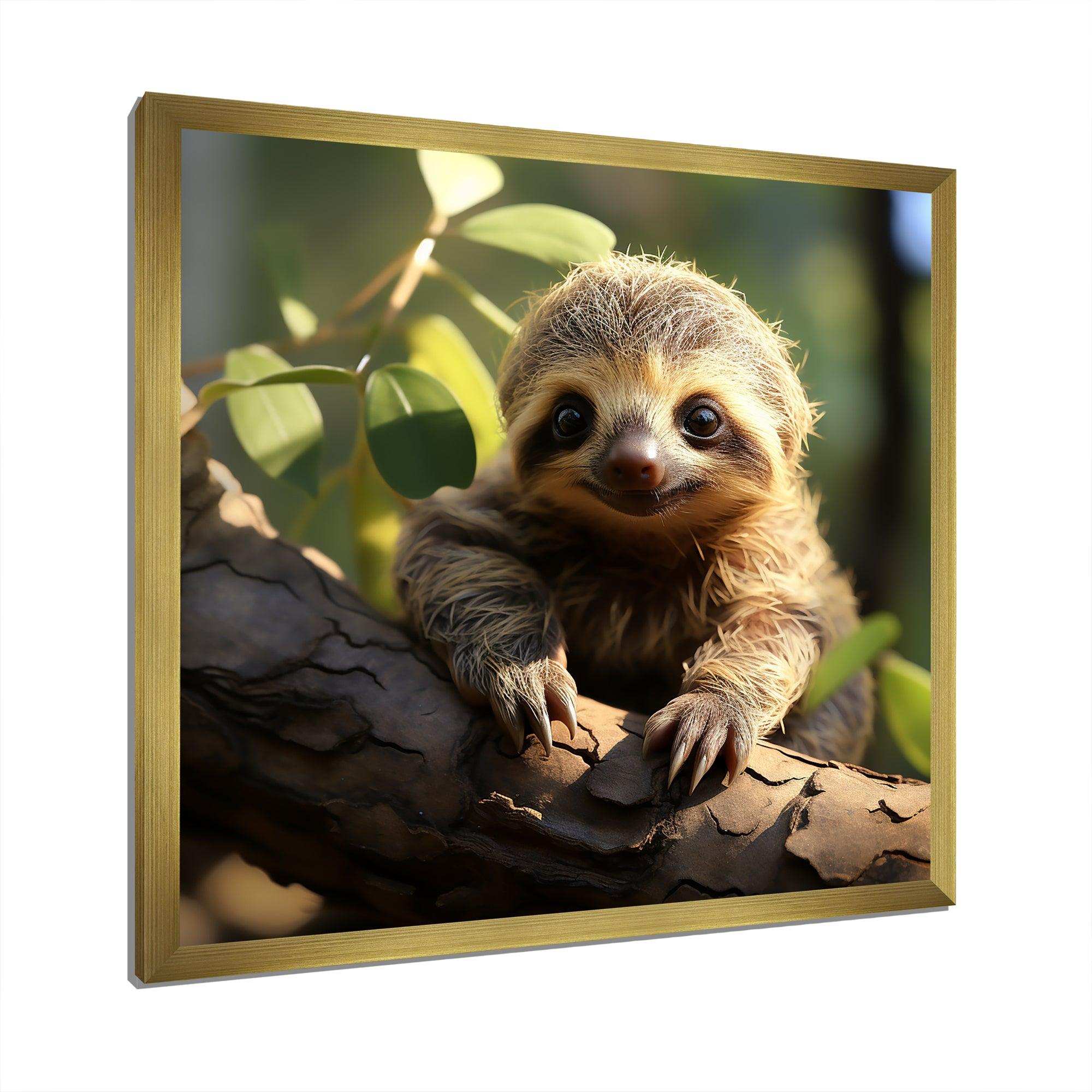 Baby Sloth photo - Animals Canvas Wall Art