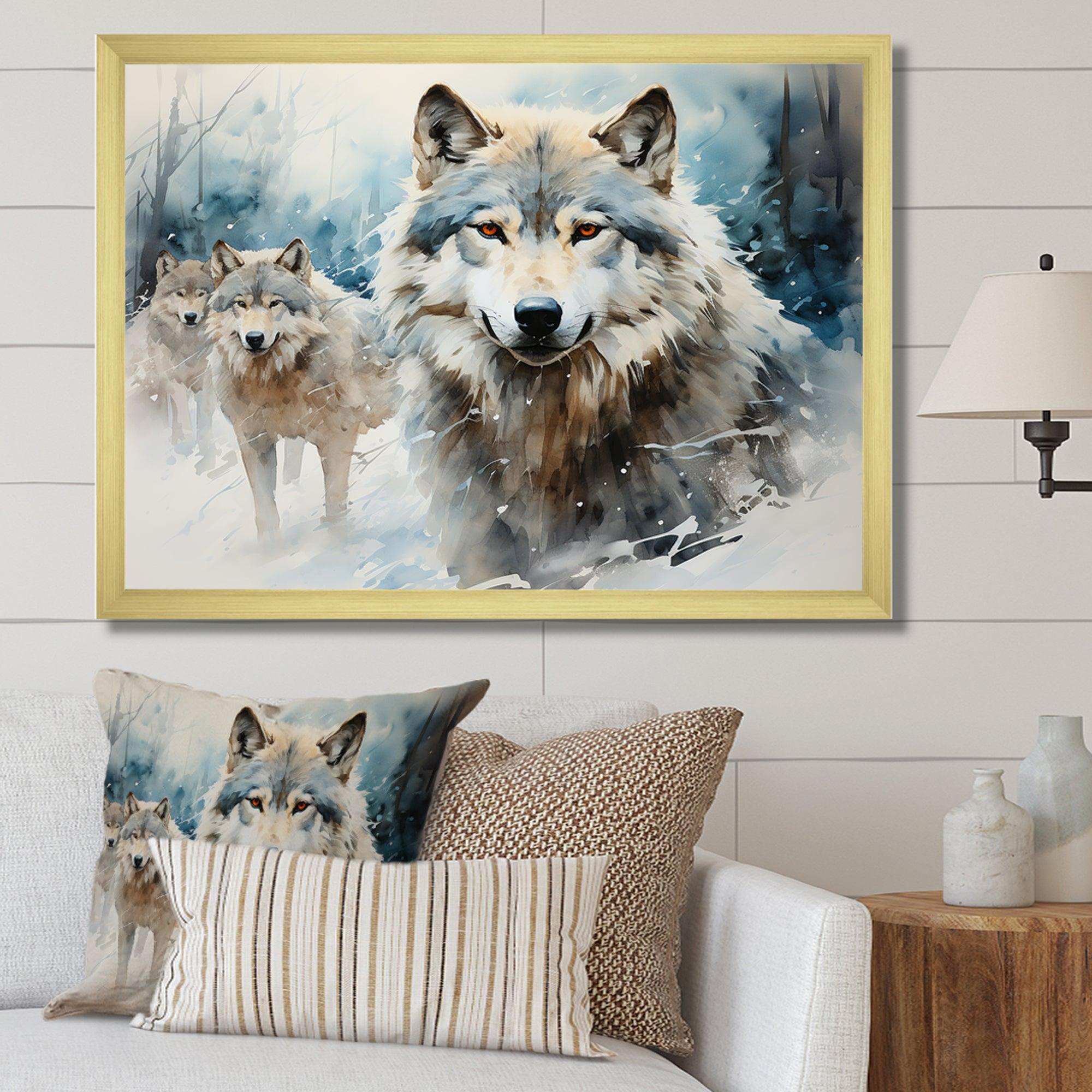 Snow Wolves in winter I - Animals Canvas Wall Art