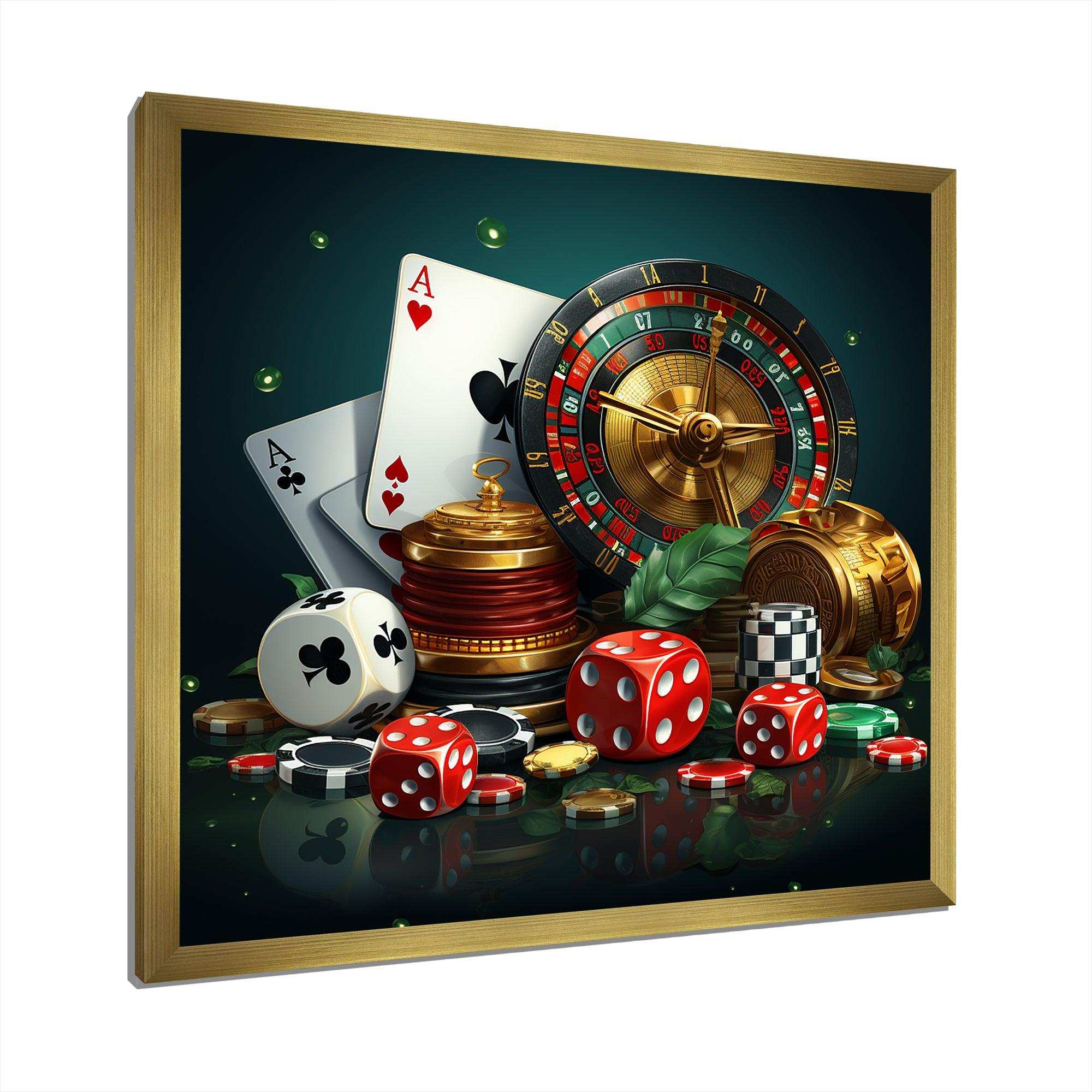 Casino gambling icons poker II - Architecture Canvas Wall Art
