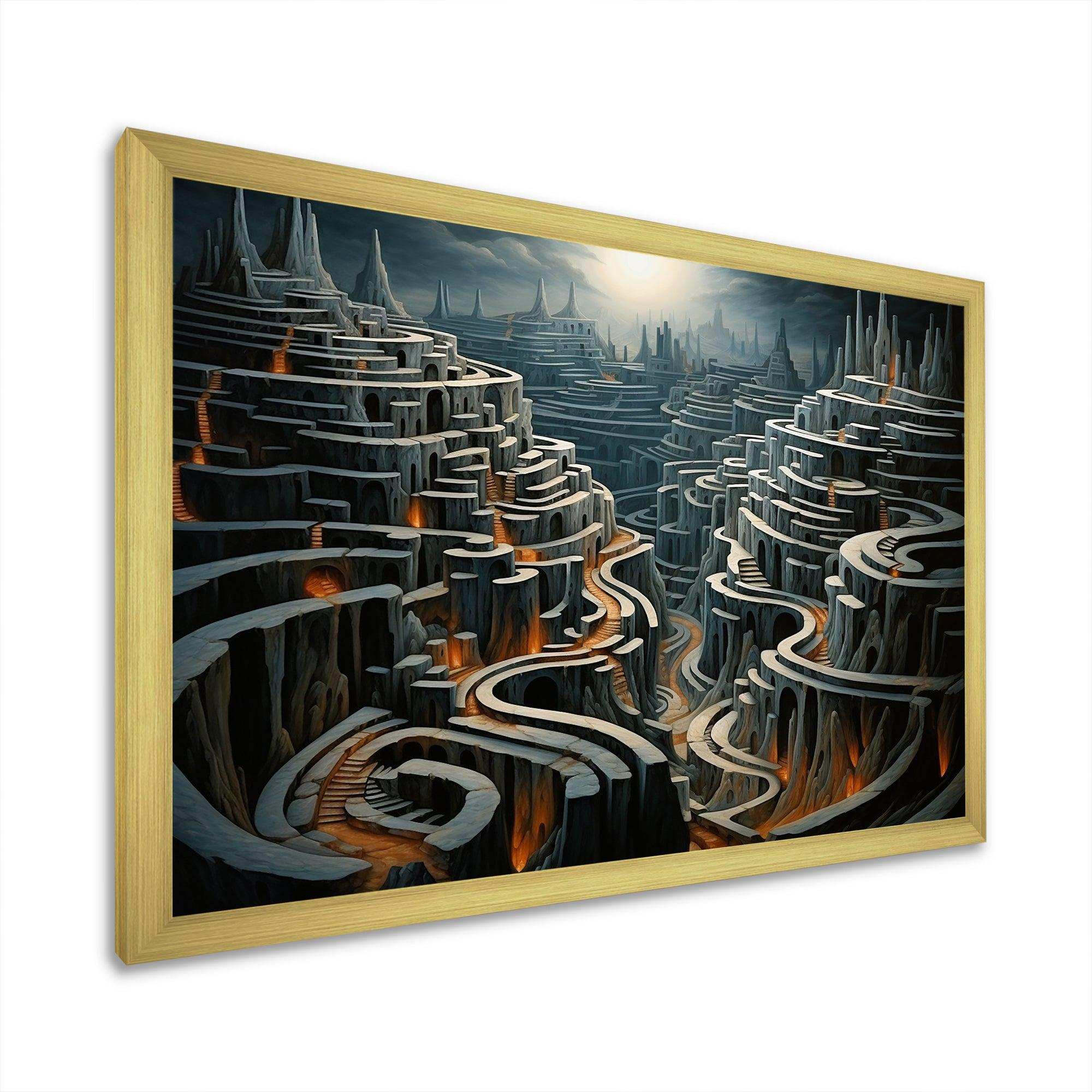 Maze Surreal Landscape I - Landscapes Canvas Wall Art