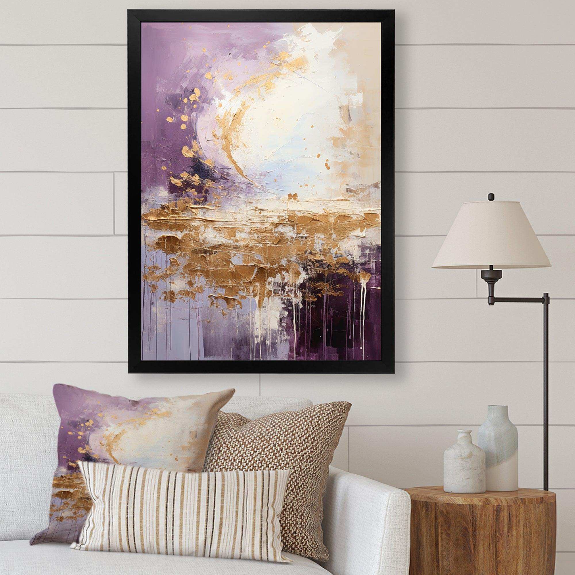Purple and gold mountain landscape III - Landscapes Canvas Wall Art