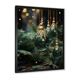Green Christmas decoations pine tree III - Floral Canvas Wall Art