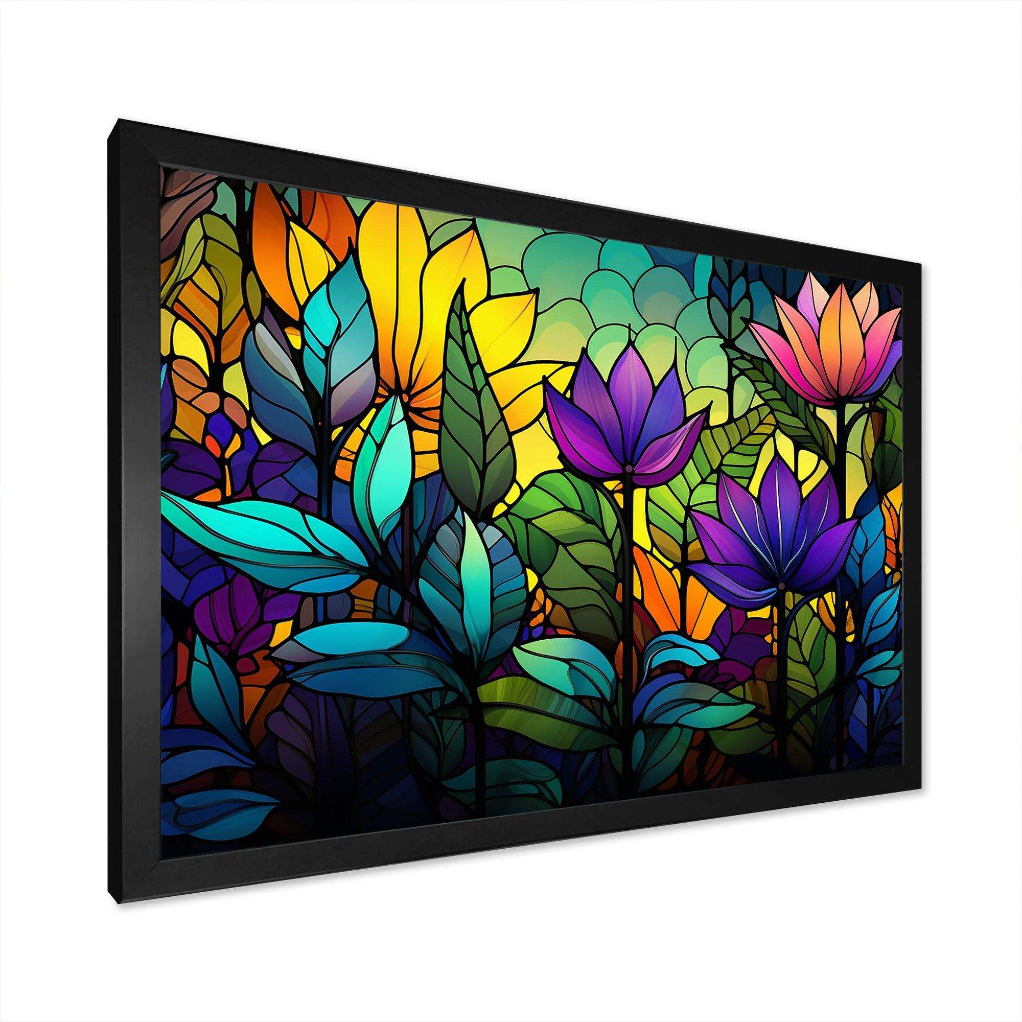 Colorful Jungle tropical plams mosaic - Landscapes Canvas Wall Art