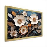 White and Gold Charming Spring  flower blooms II - Floral Canvas Wall Art