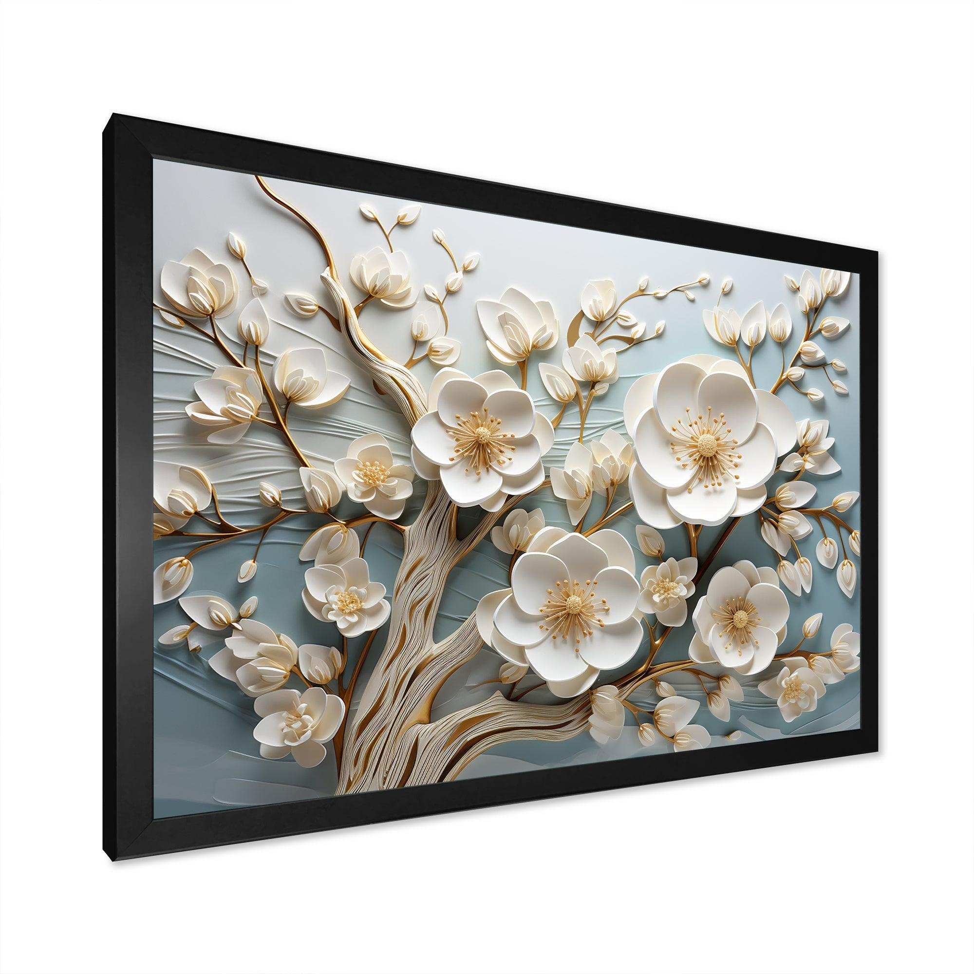 White Orchid Tree Garden Of Branches 9 - Floral Canvas Wall Art