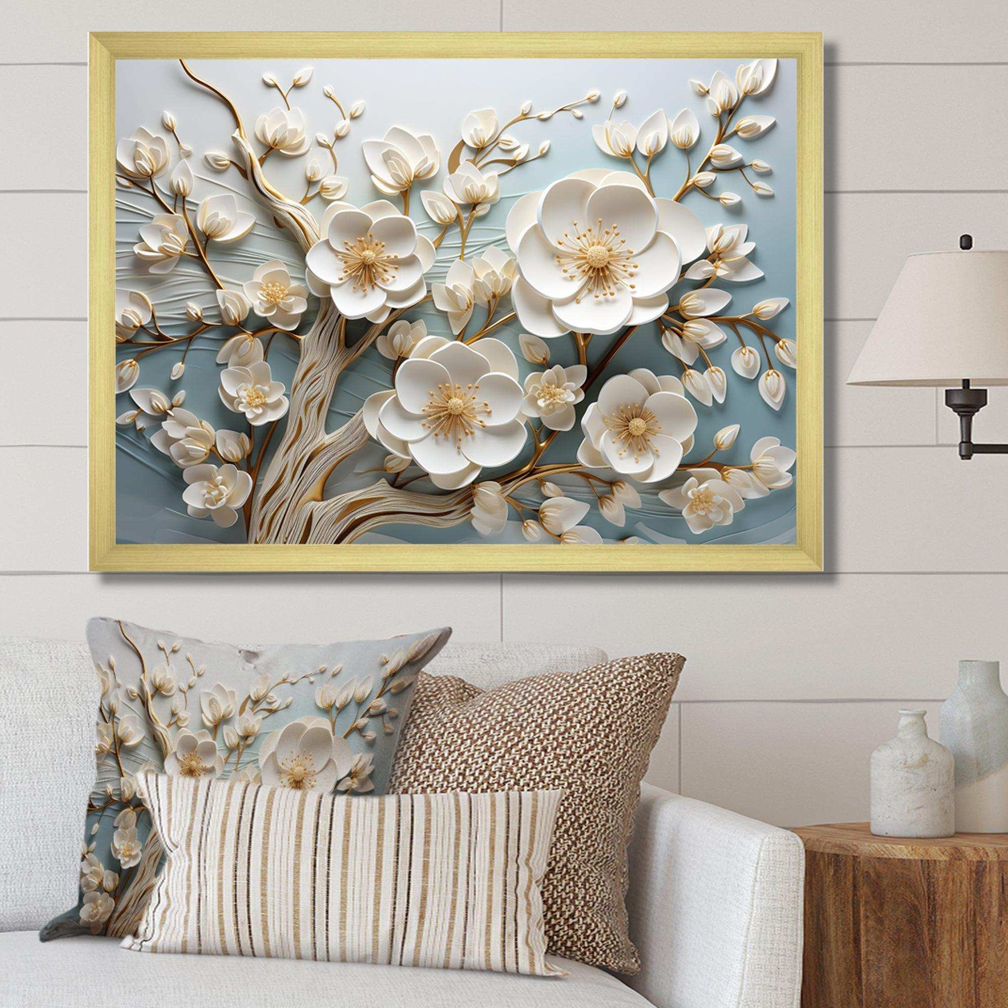 White Orchid Tree Garden Of Branches 9 - Floral Canvas Wall Art