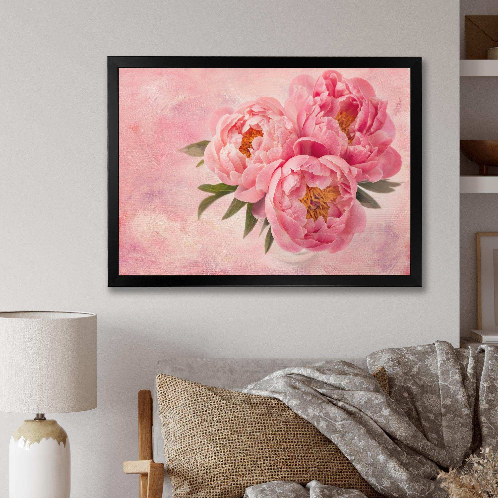 Peony Flowers in Vase on Pink