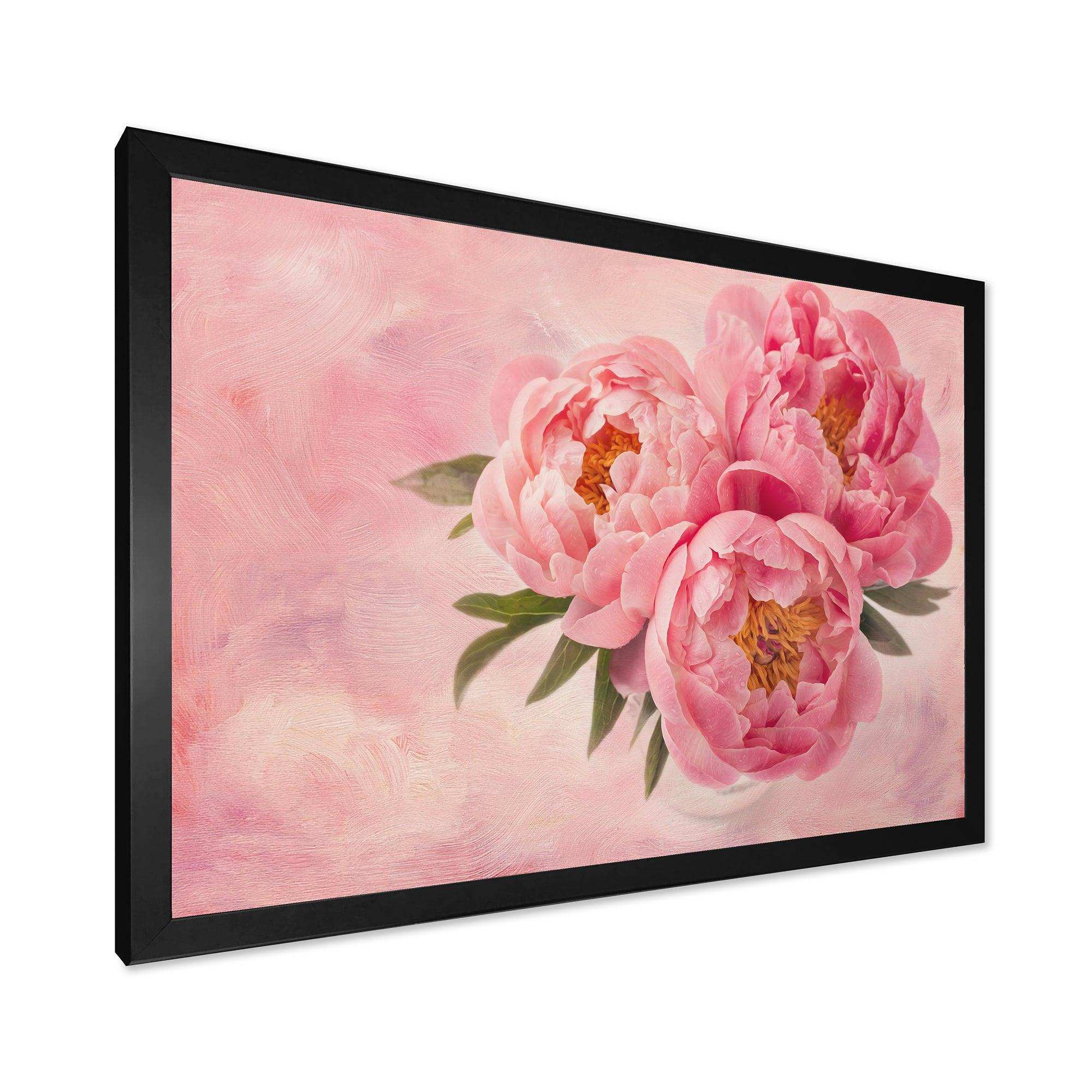 Peony Flowers in Vase on Pink