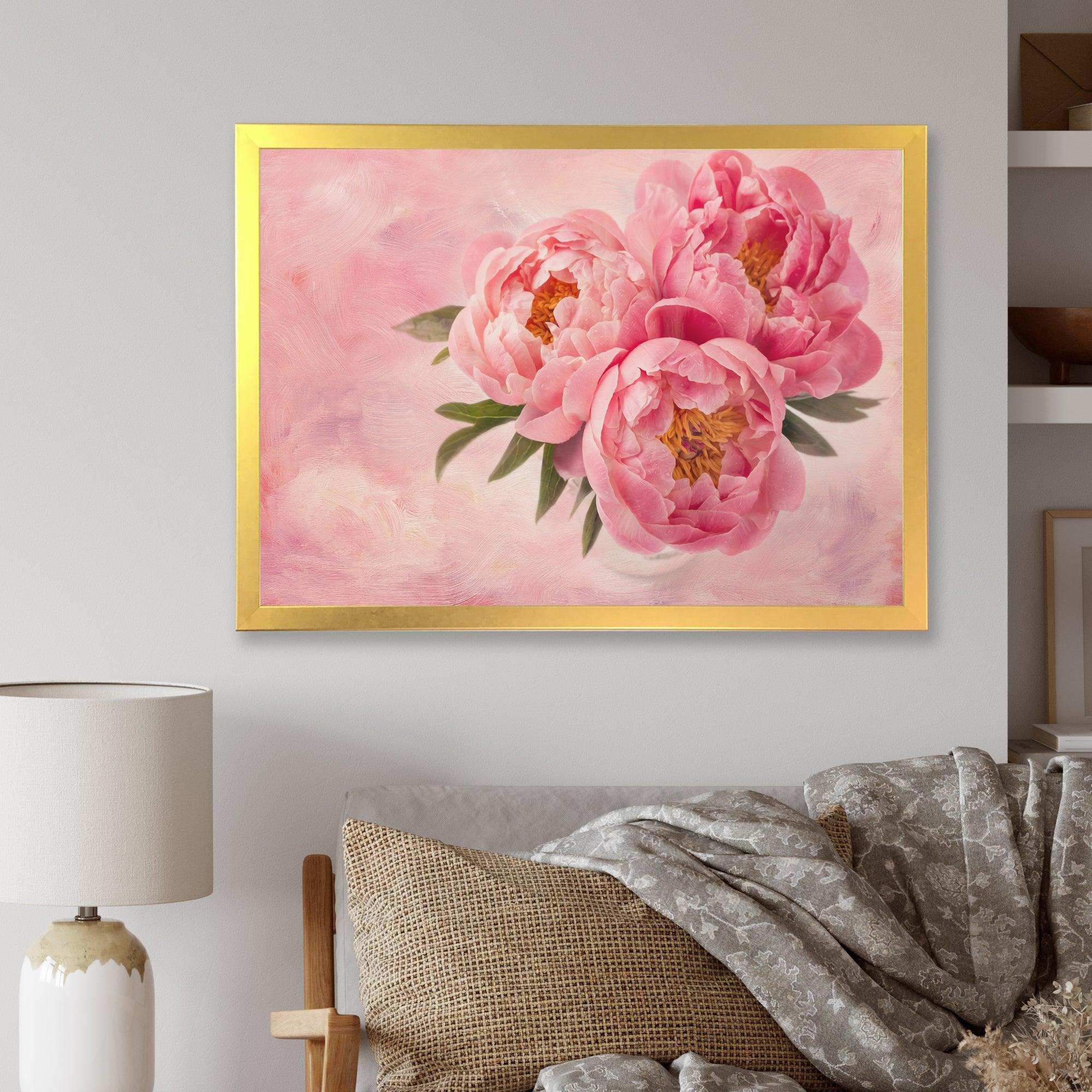 Peony Flowers in Vase on Pink