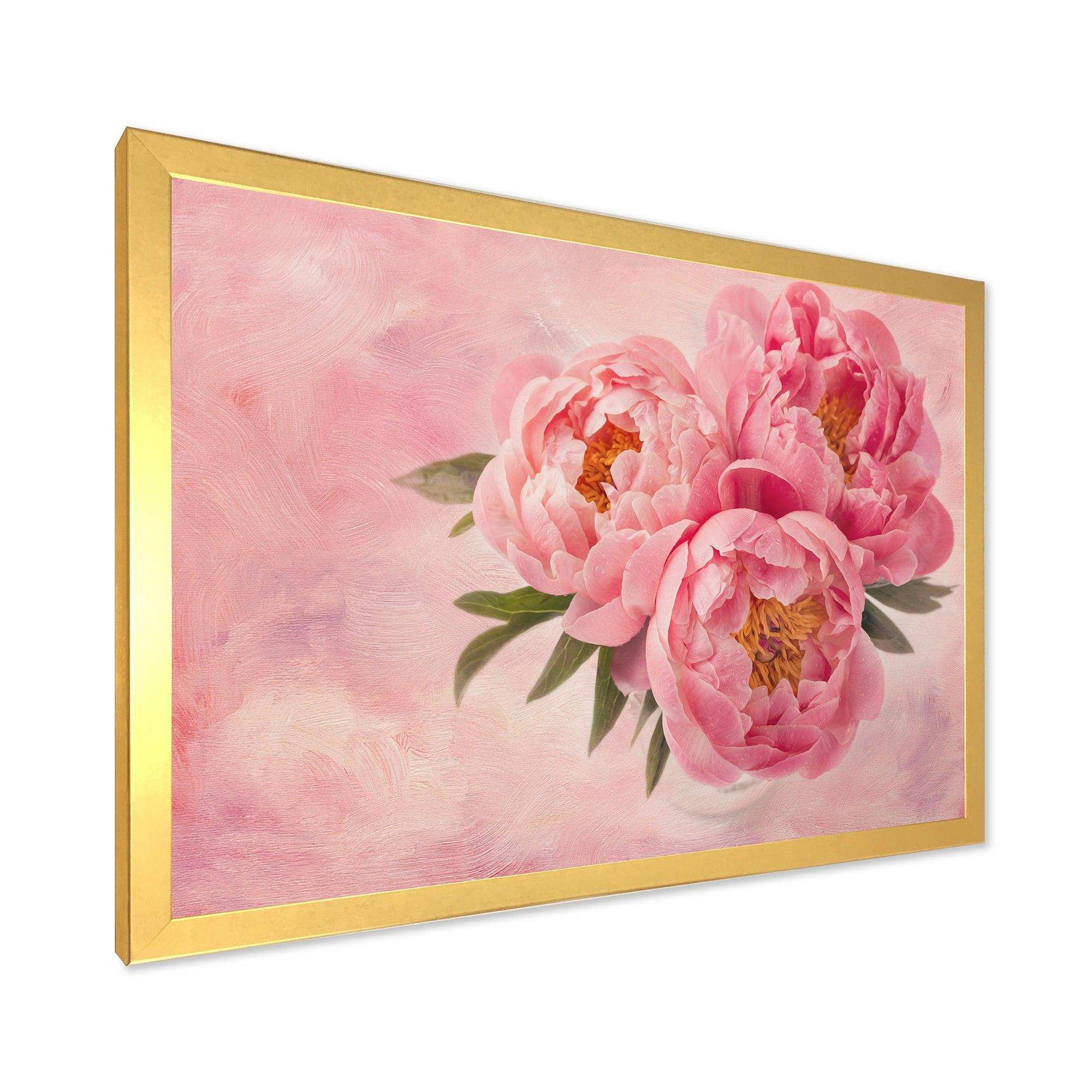 Peony Flowers in Vase on Pink