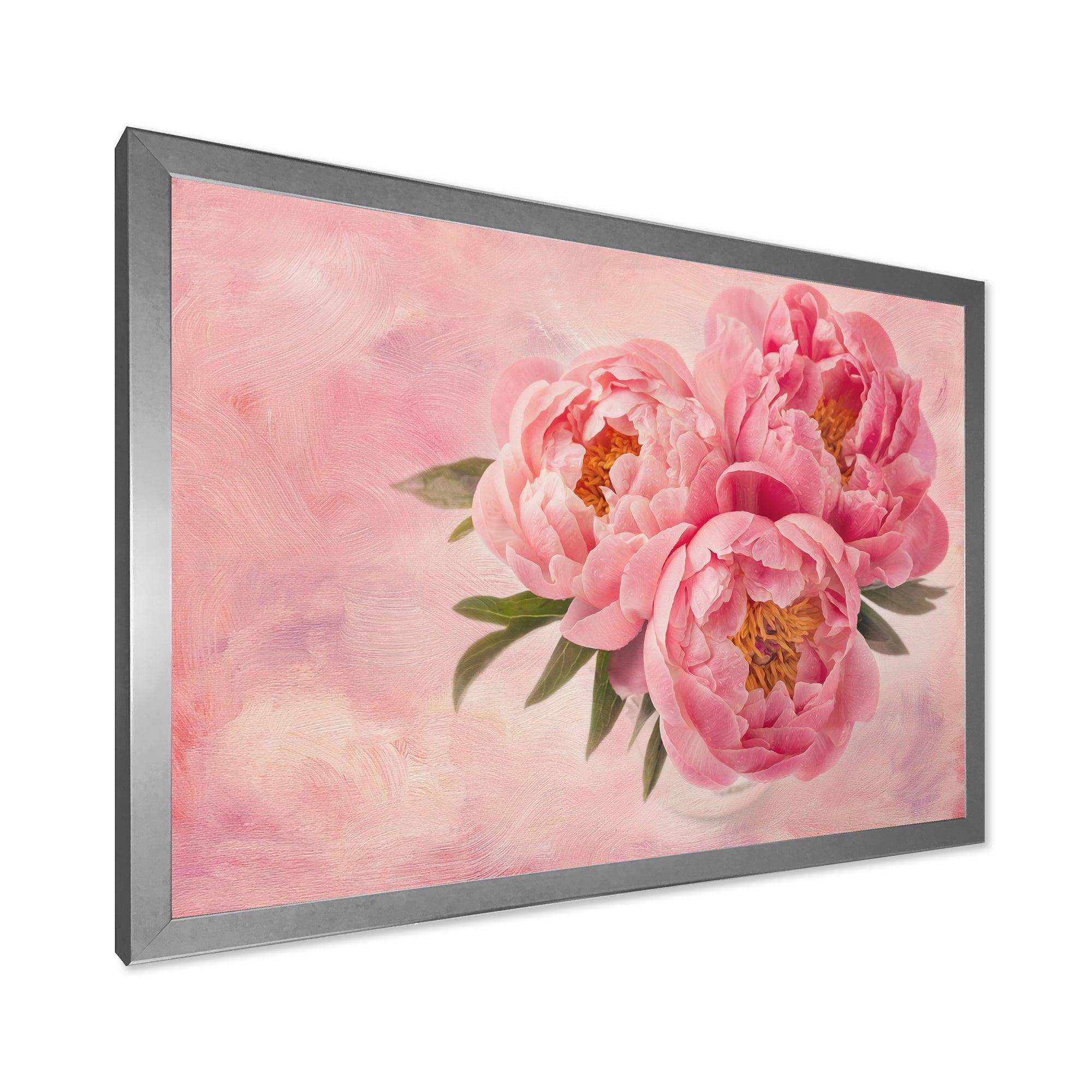 Peony Flowers in Vase on Pink