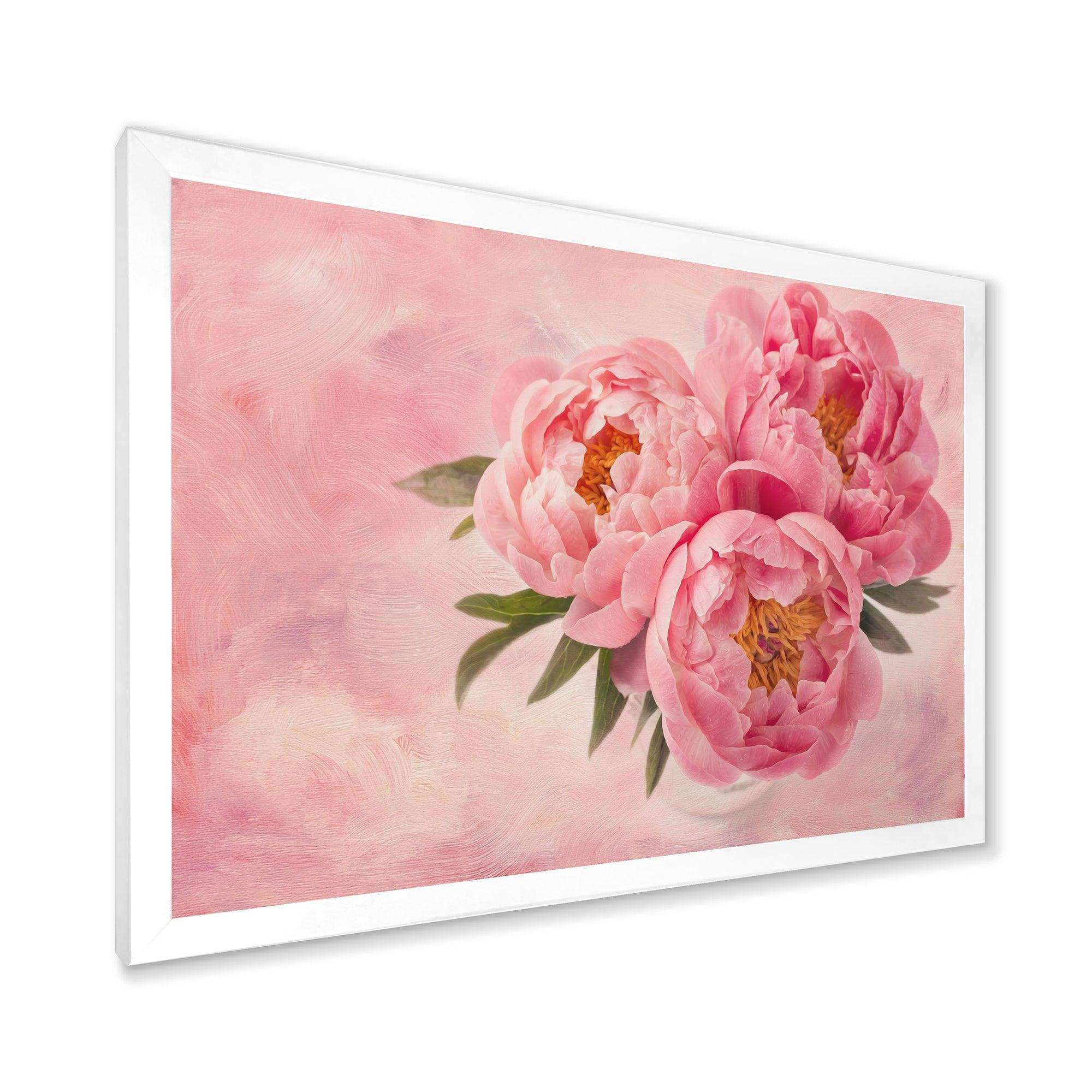 Peony Flowers in Vase on Pink