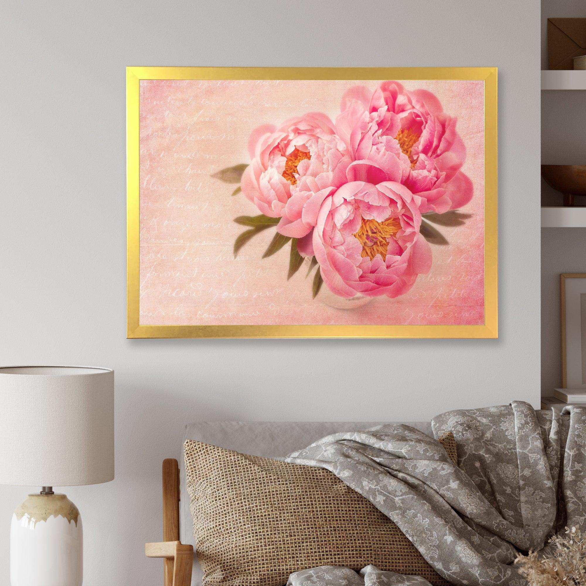 Peony Flowers against Scribbled Back
