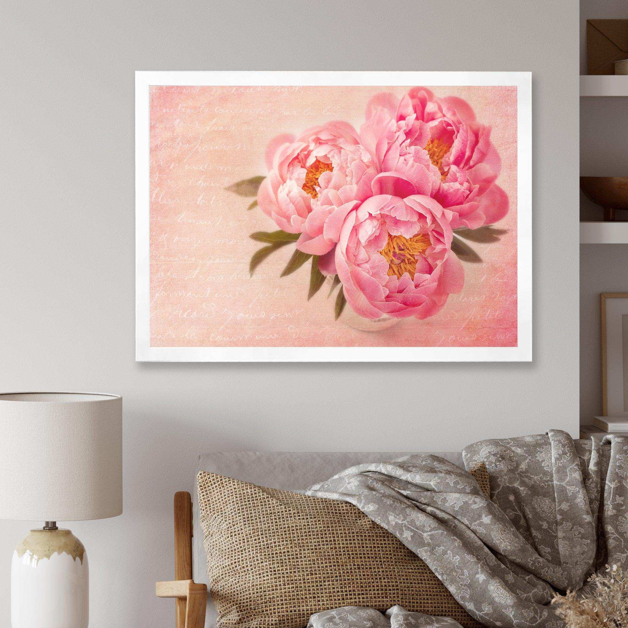 Peony Flowers against Scribbled Back