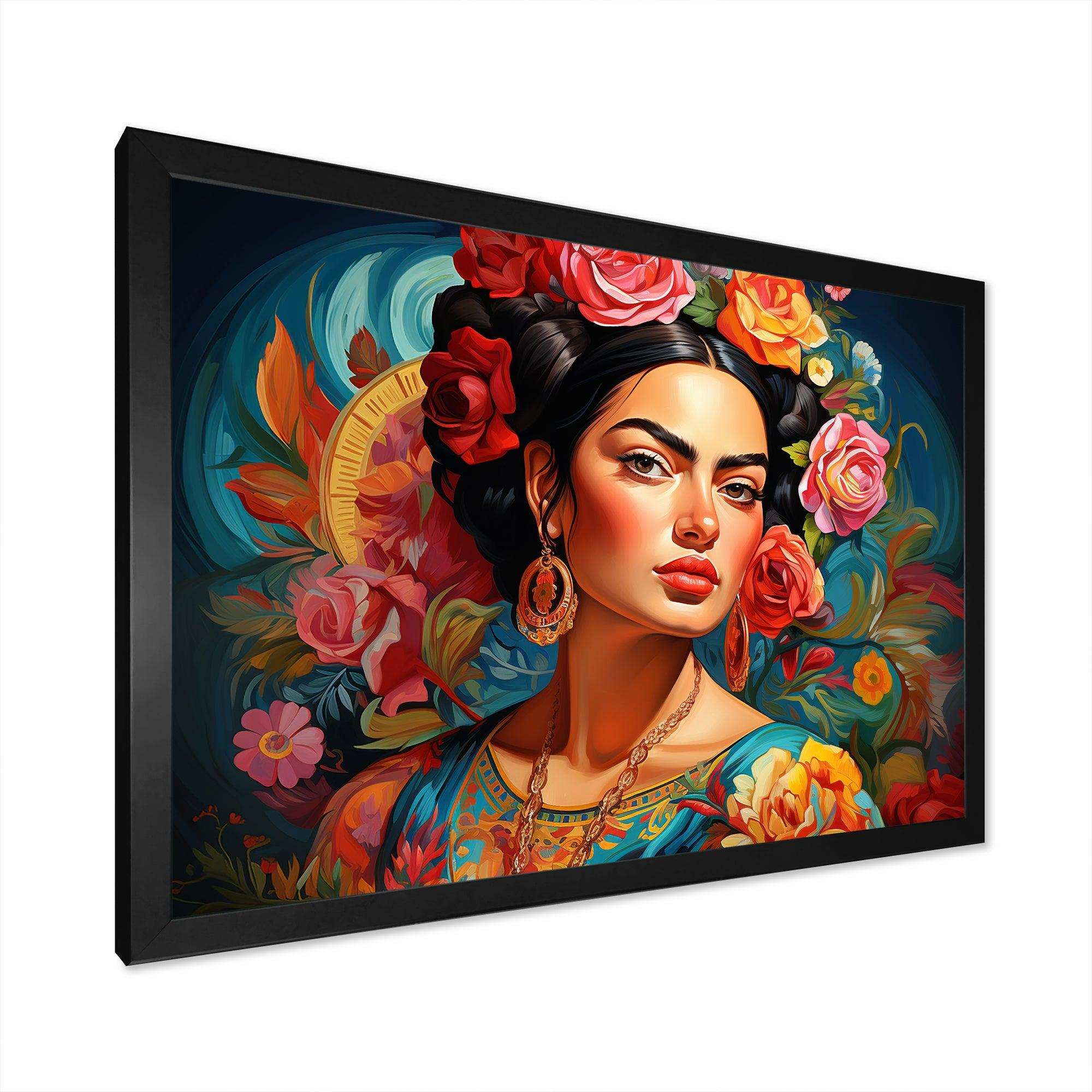 Fridas Essence in Popart Fashion Mexican Art - Fashion Canvas Wall Art