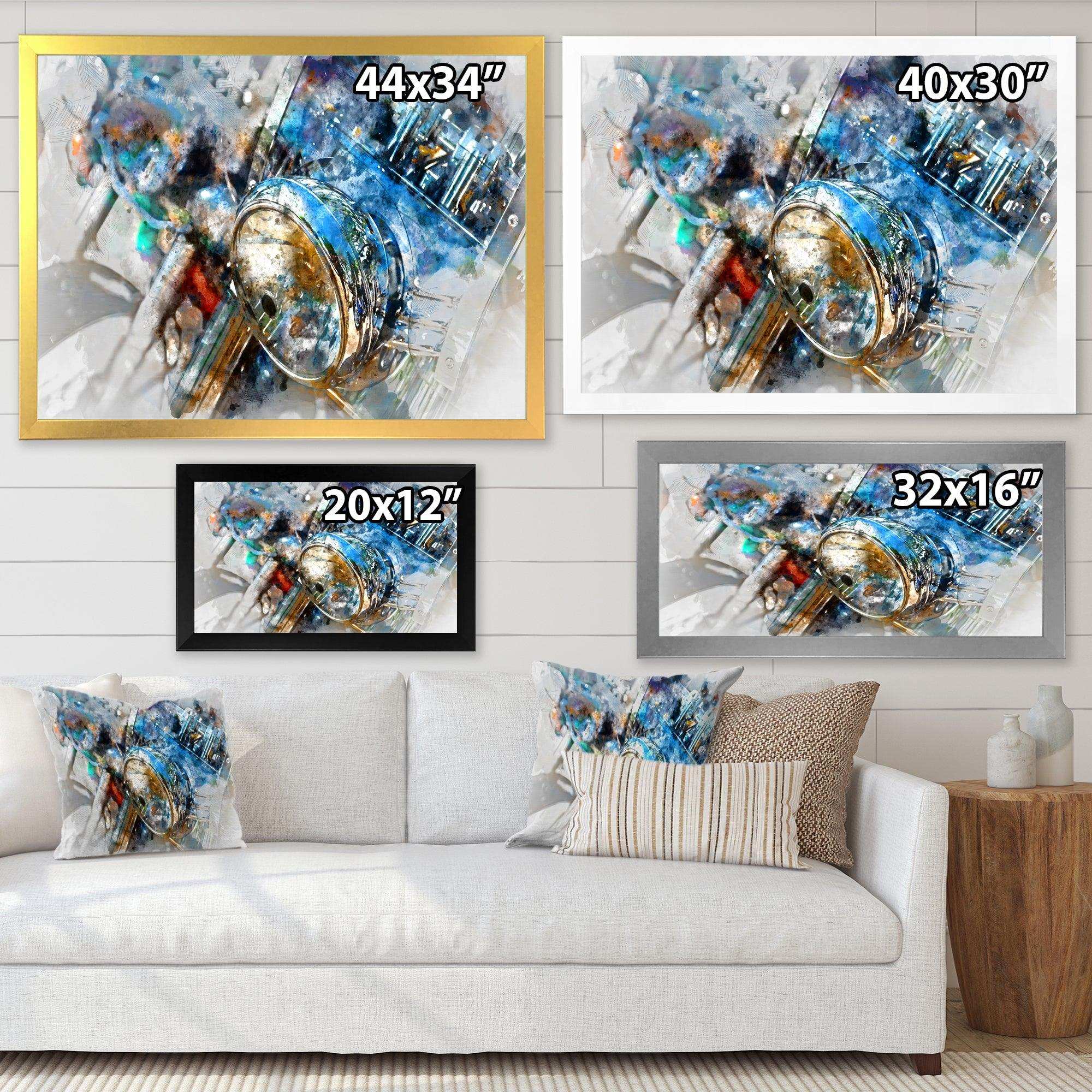 Motorcycle Headlight Watercolor