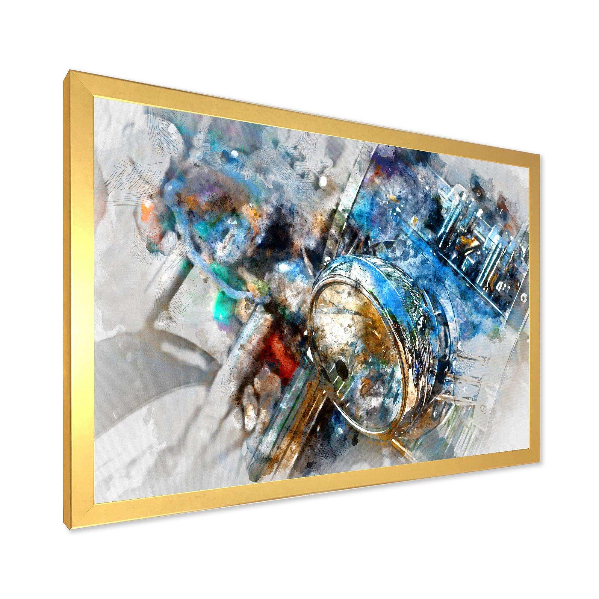 Motorcycle Headlight Watercolor