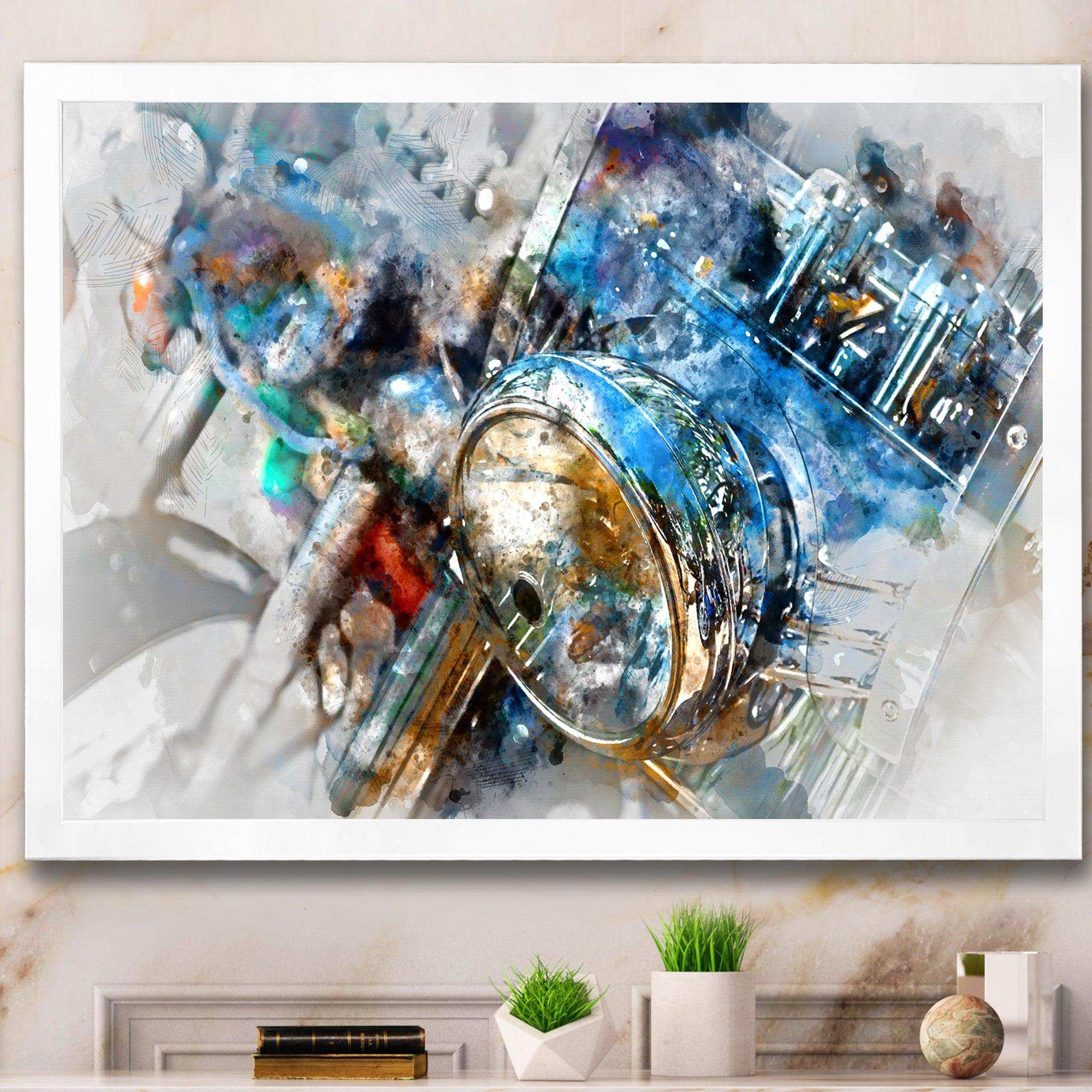 Motorcycle Headlight Watercolor
