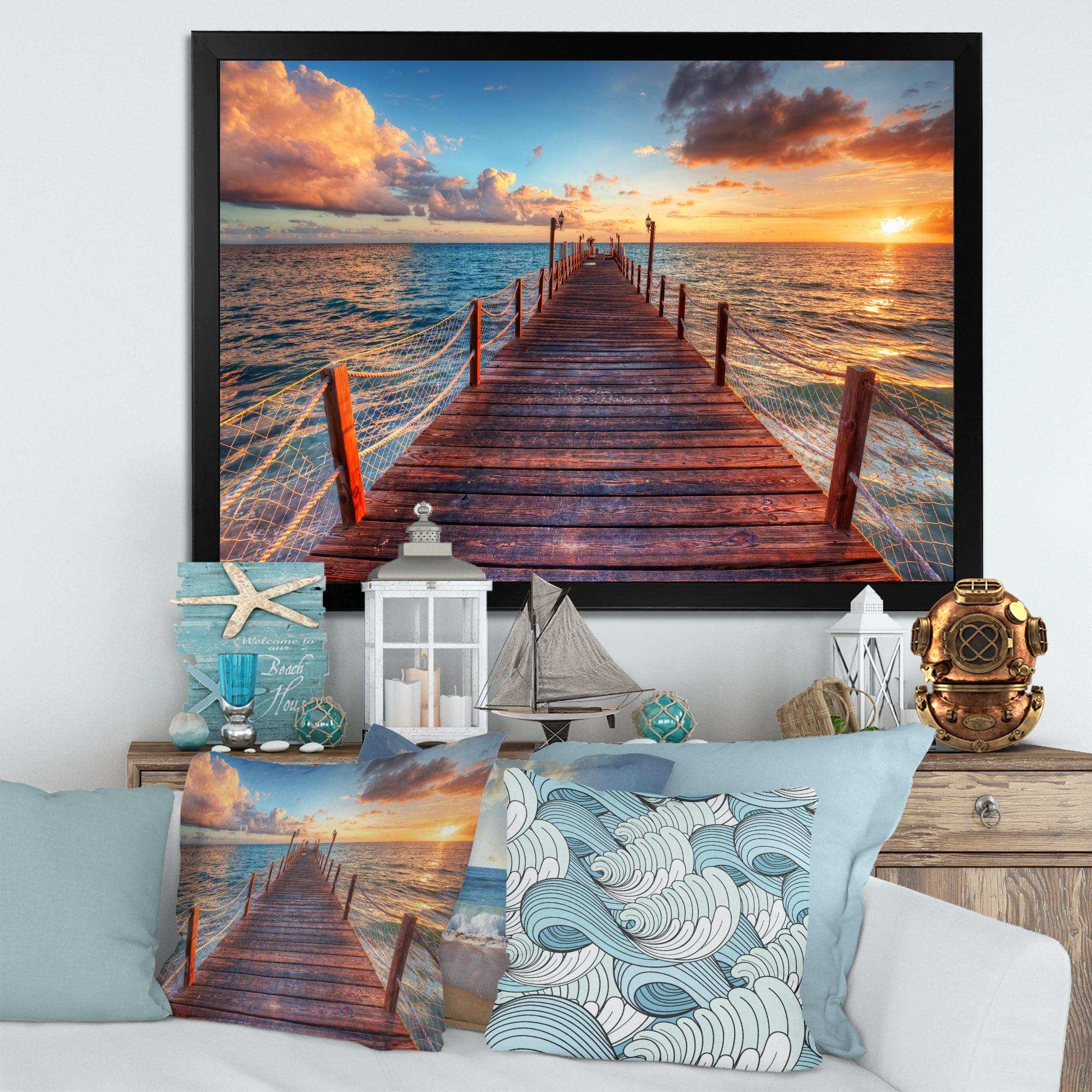 Sunset over Wooden Sea Pier