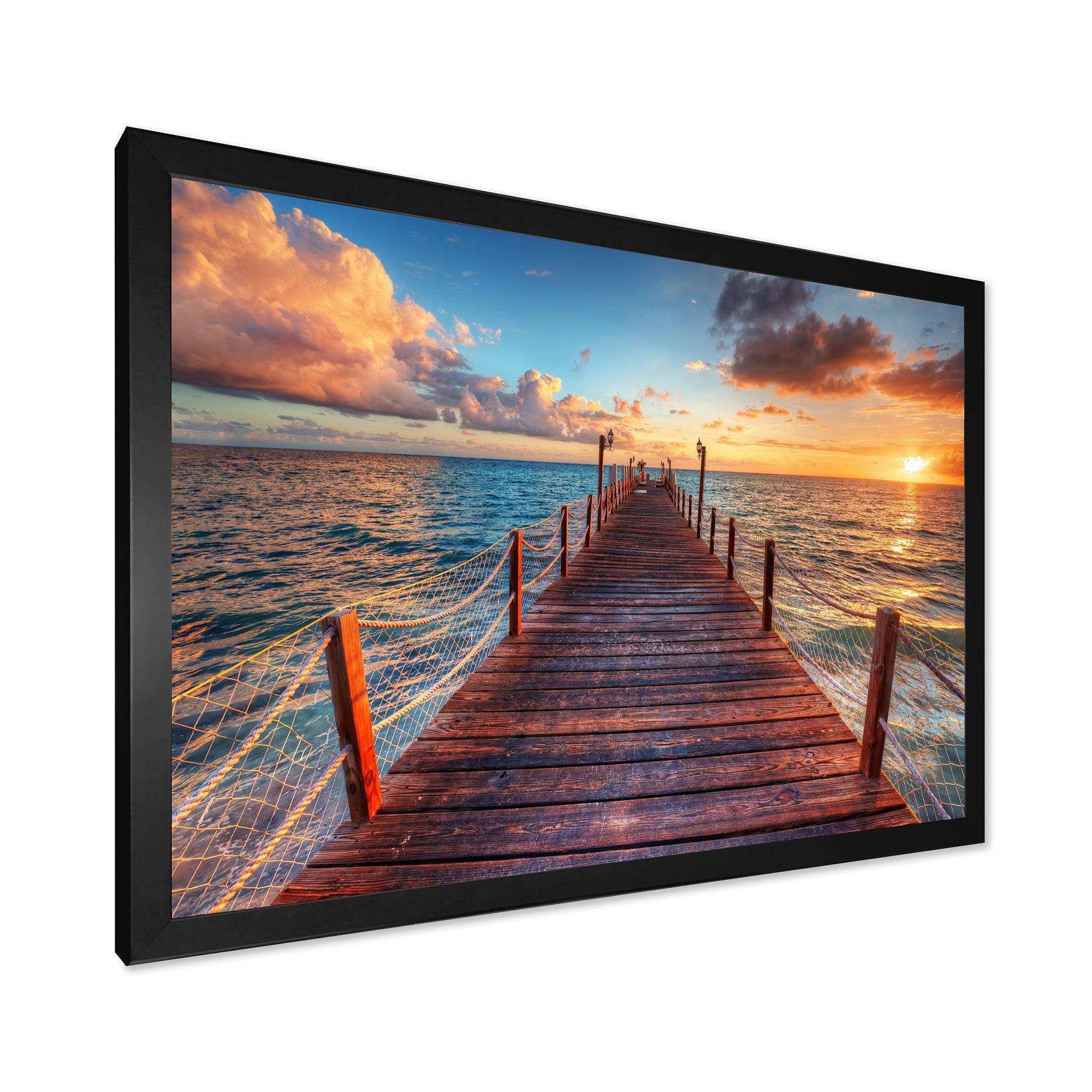 Sunset over Wooden Sea Pier