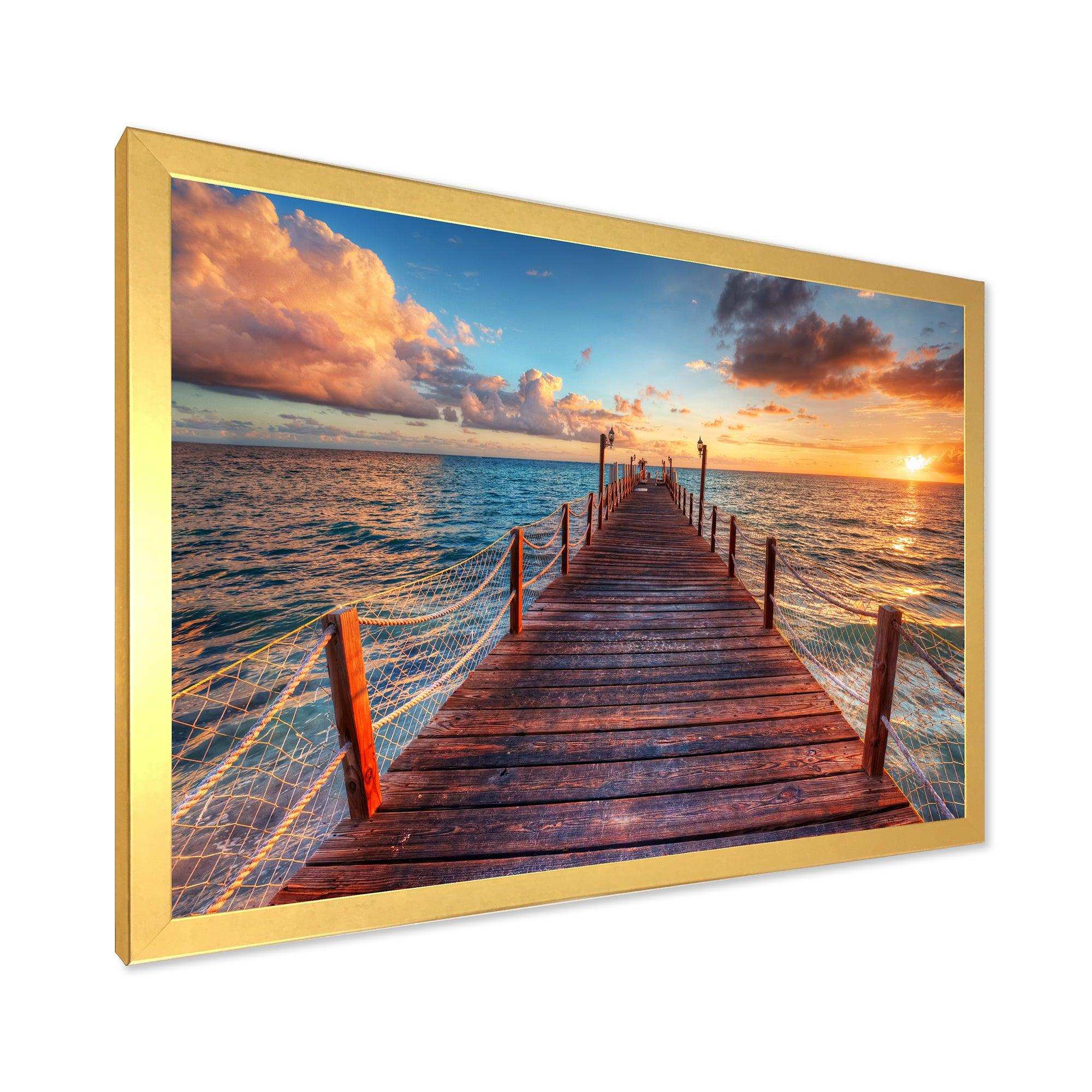 Sunset over Wooden Sea Pier