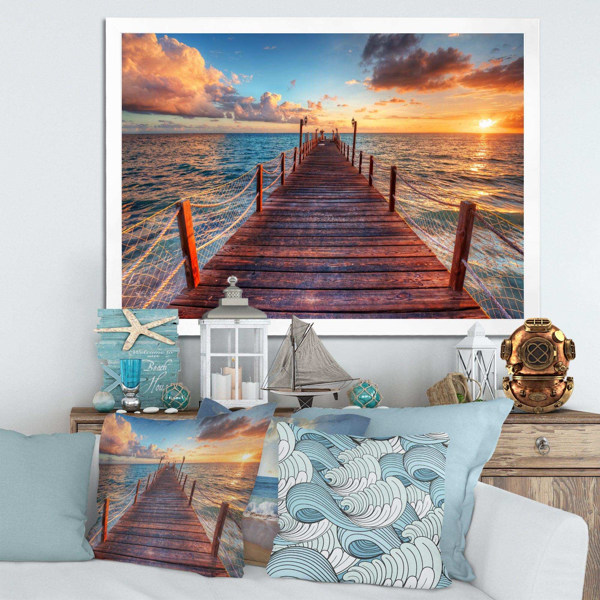 Sunset over Wooden Sea Pier