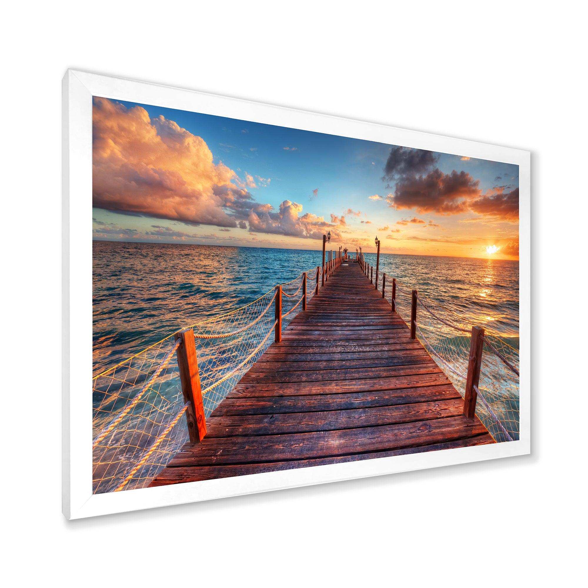 Sunset over Wooden Sea Pier