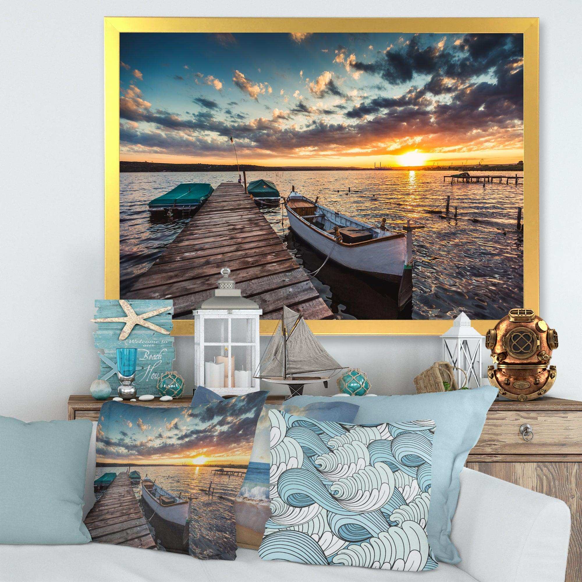 Boats and Jetty under Dramatic Sky
