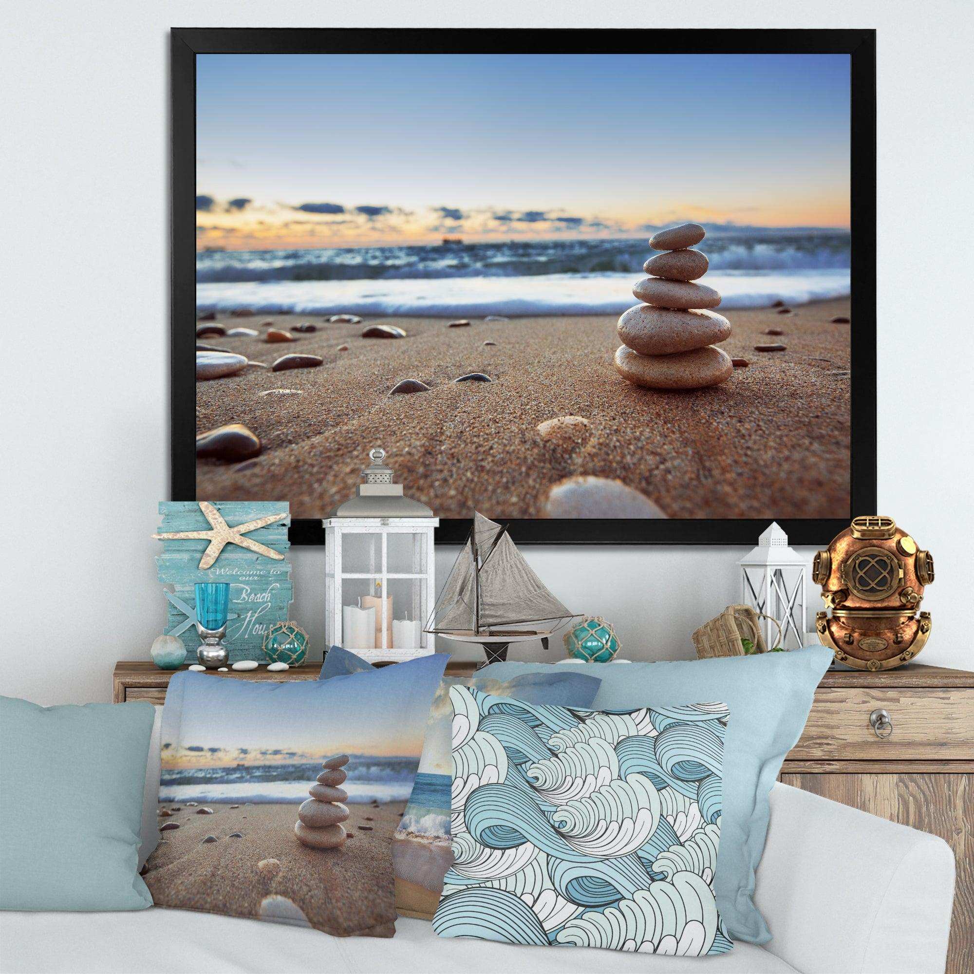 Stones Balance on Sandy Beach