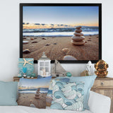 Stones Balance on Sandy Beach
