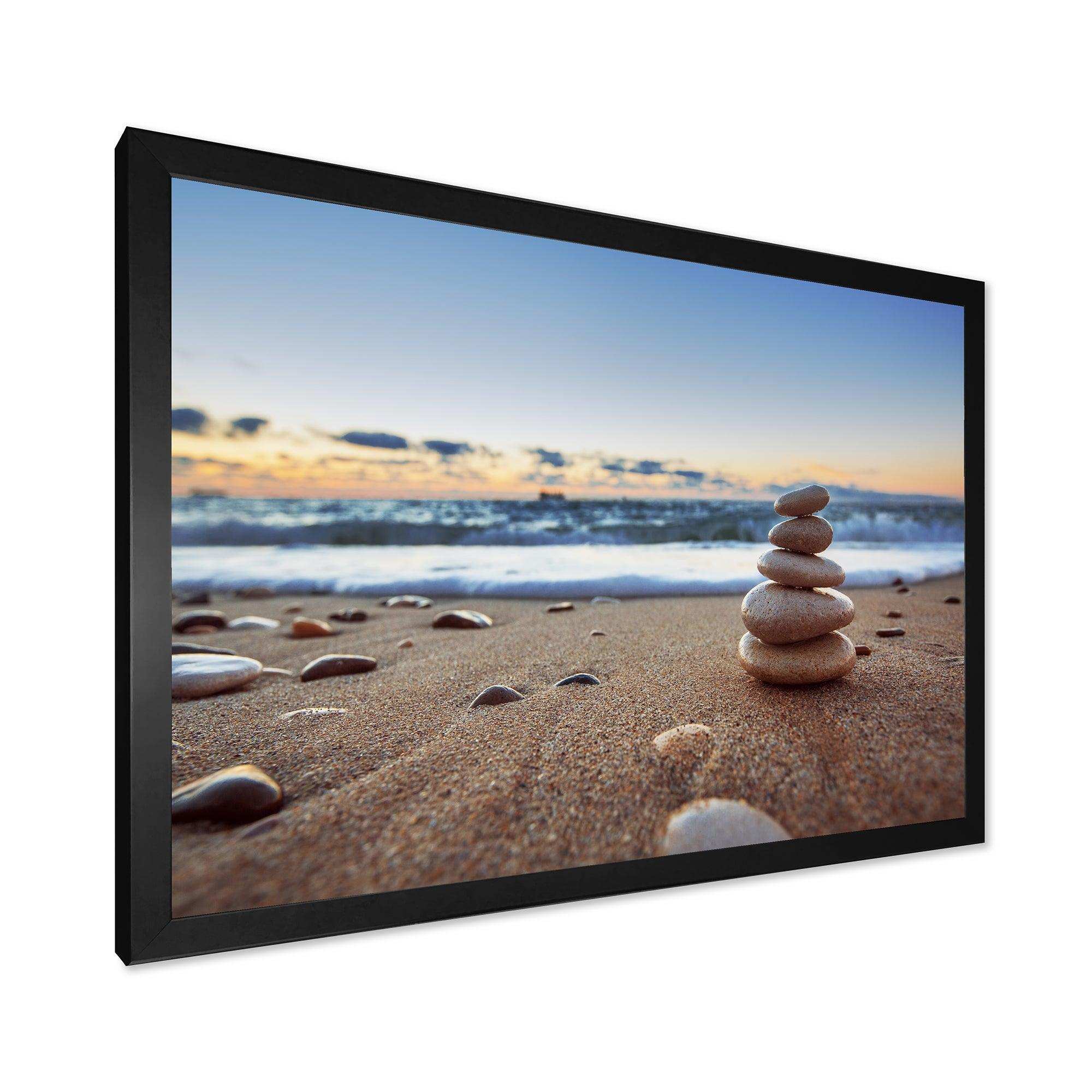 Stones Balance on Sandy Beach