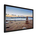 Stones Balance on Sandy Beach