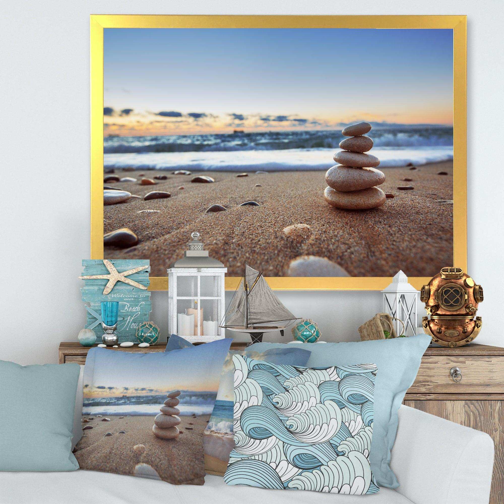 Stones Balance on Sandy Beach