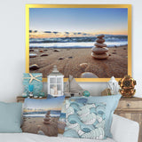 Stones Balance on Sandy Beach