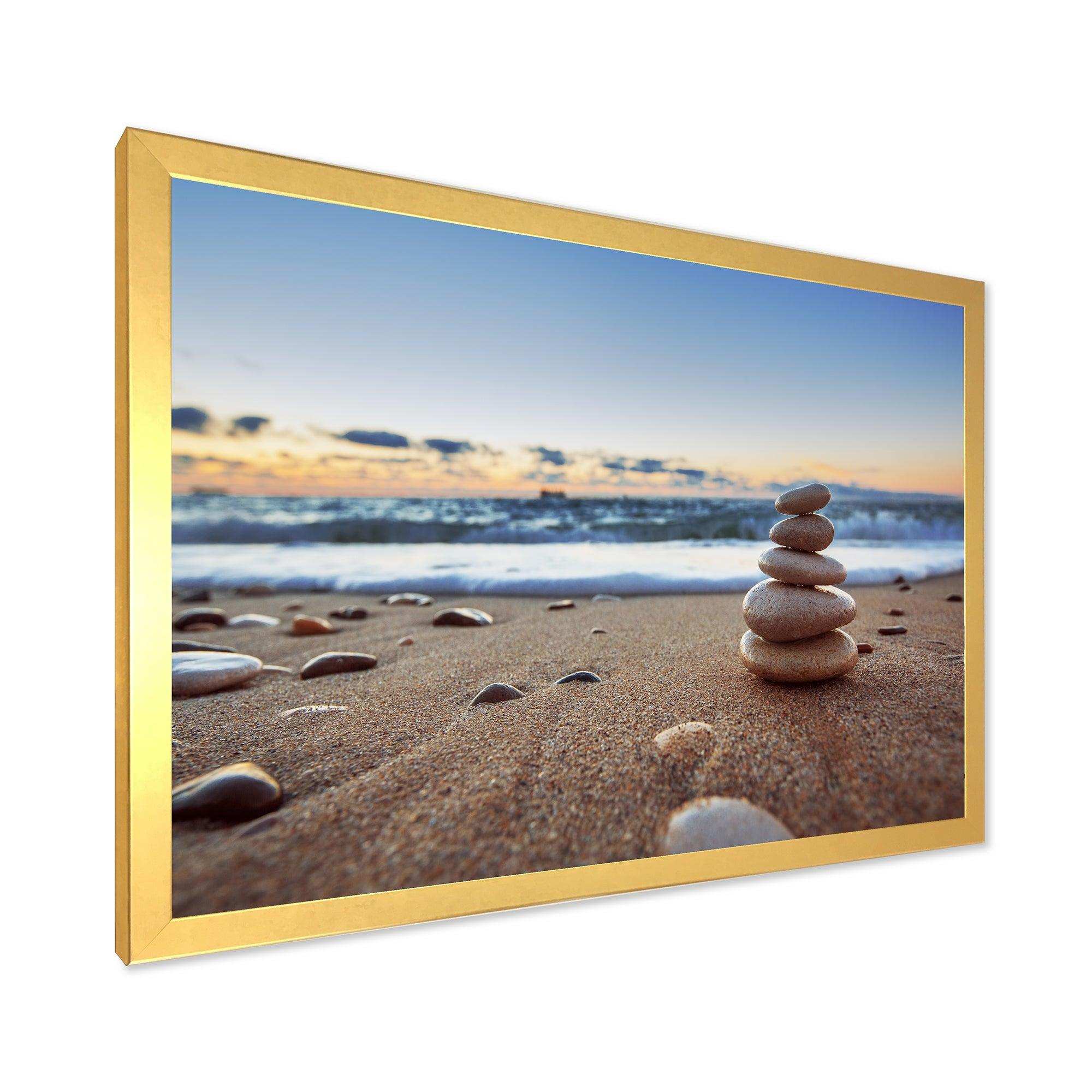 Stones Balance on Sandy Beach