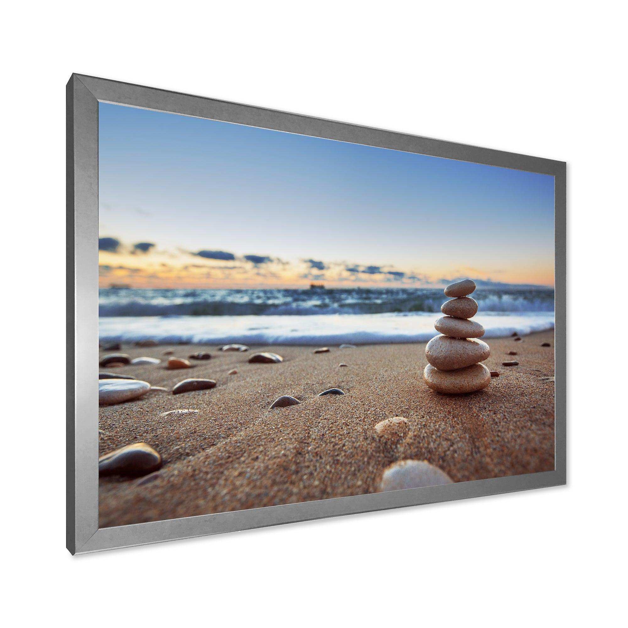 Stones Balance on Sandy Beach